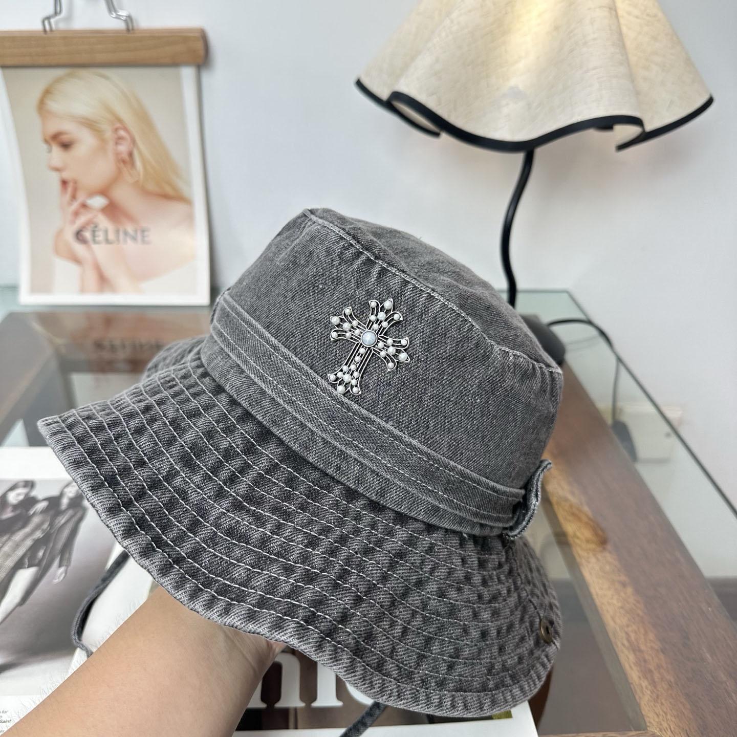 Chrome Heart Denim Bucket Hat - DesignerGu