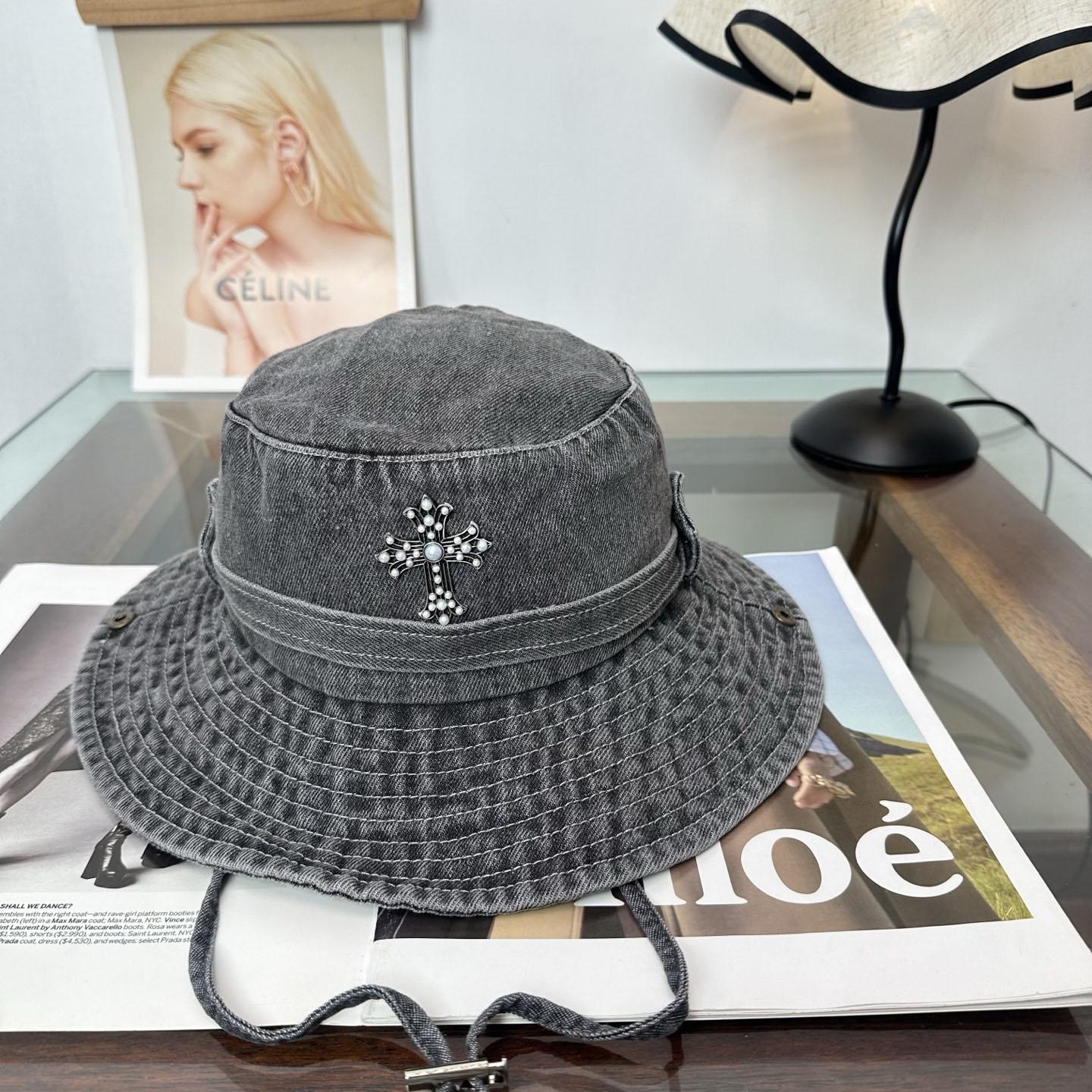 Chrome Heart Denim Bucket Hat - DesignerGu