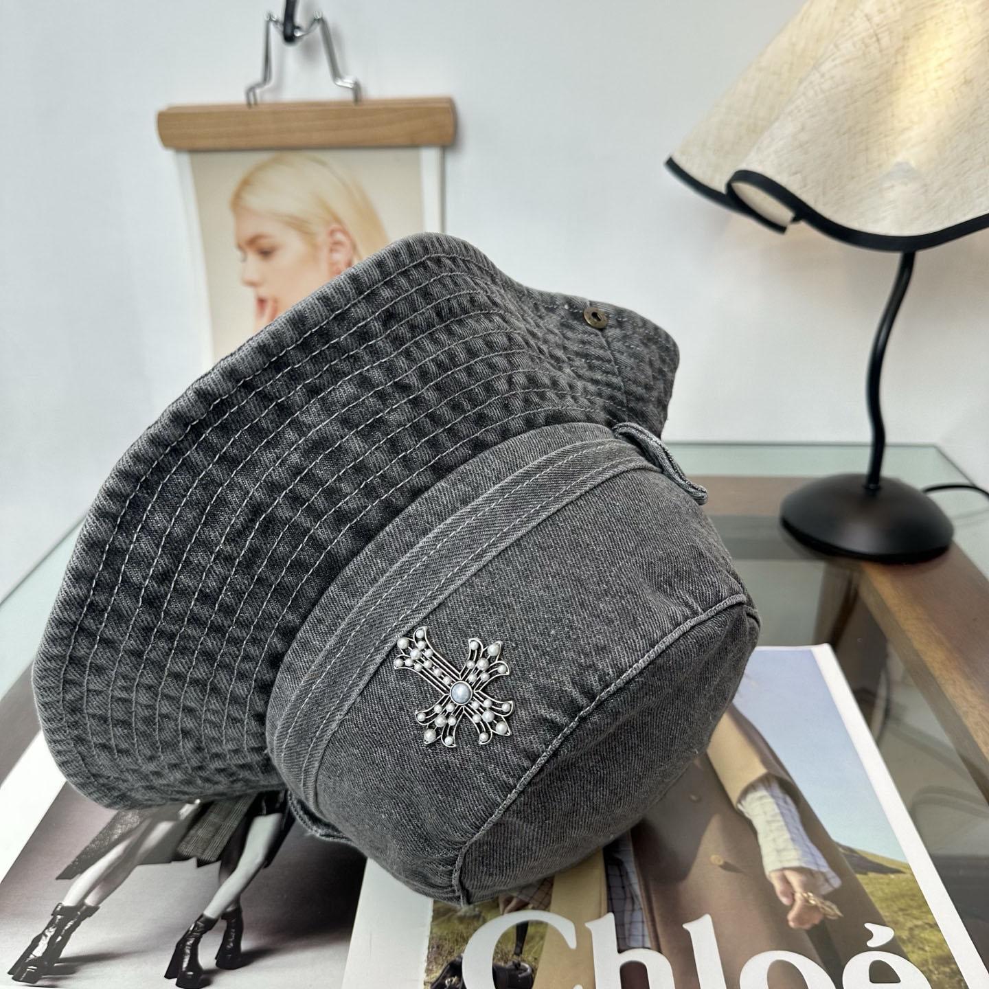 Chrome Heart Denim Bucket Hat - DesignerGu