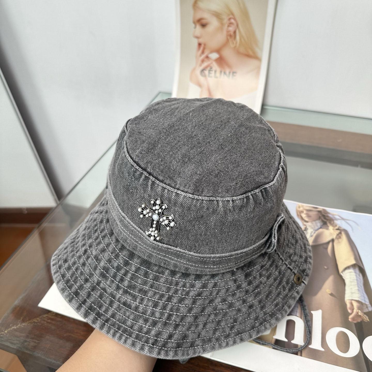 Chrome Heart Denim Bucket Hat - DesignerGu