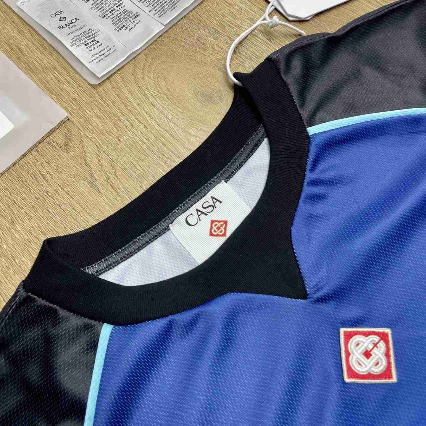 Casablanca Blue & Green Gradient Short Sleeve Football Shirt C1158 - DesignerGu
