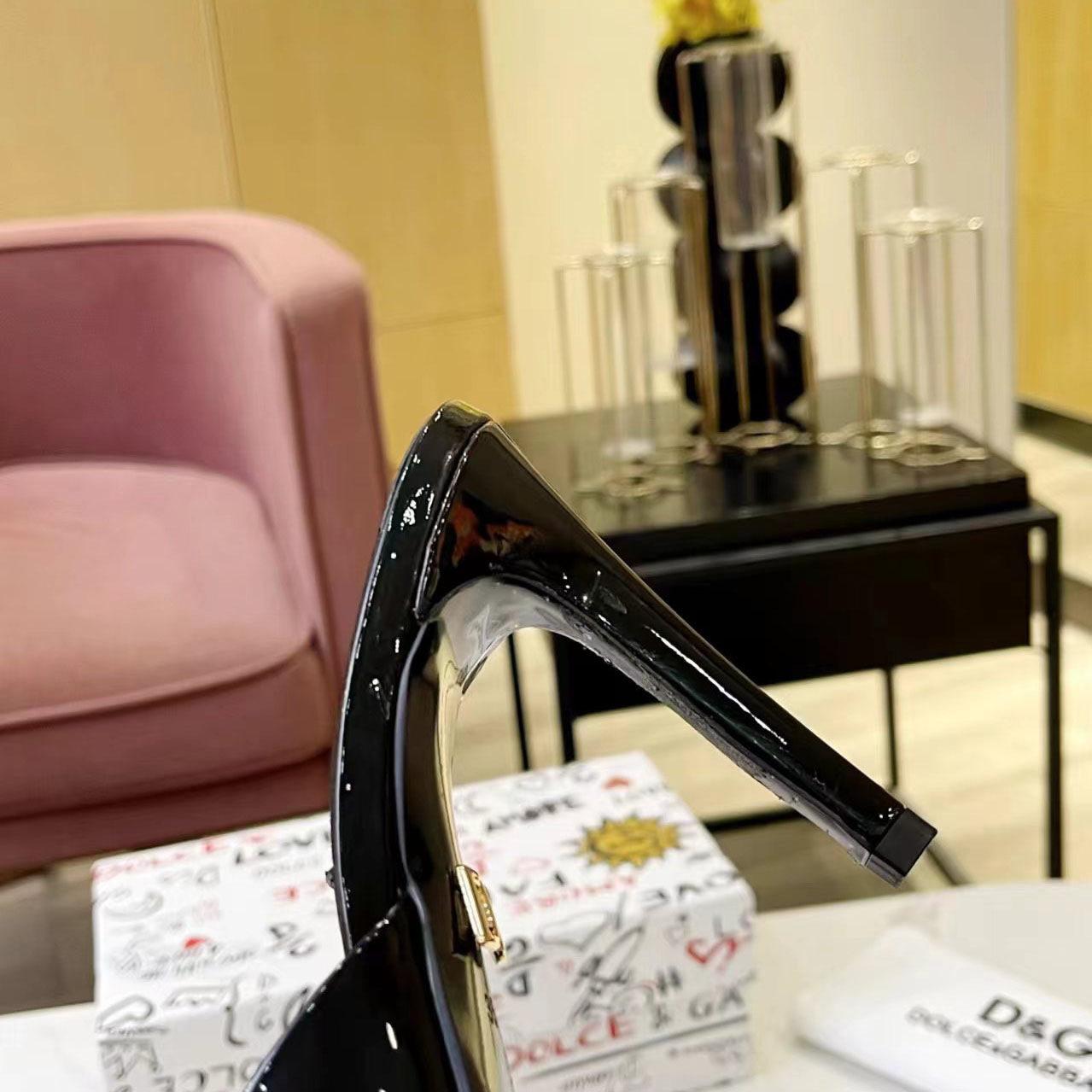 Dolce & Gabbana Patent Leather Mules With DG Logo - DesignerGu
