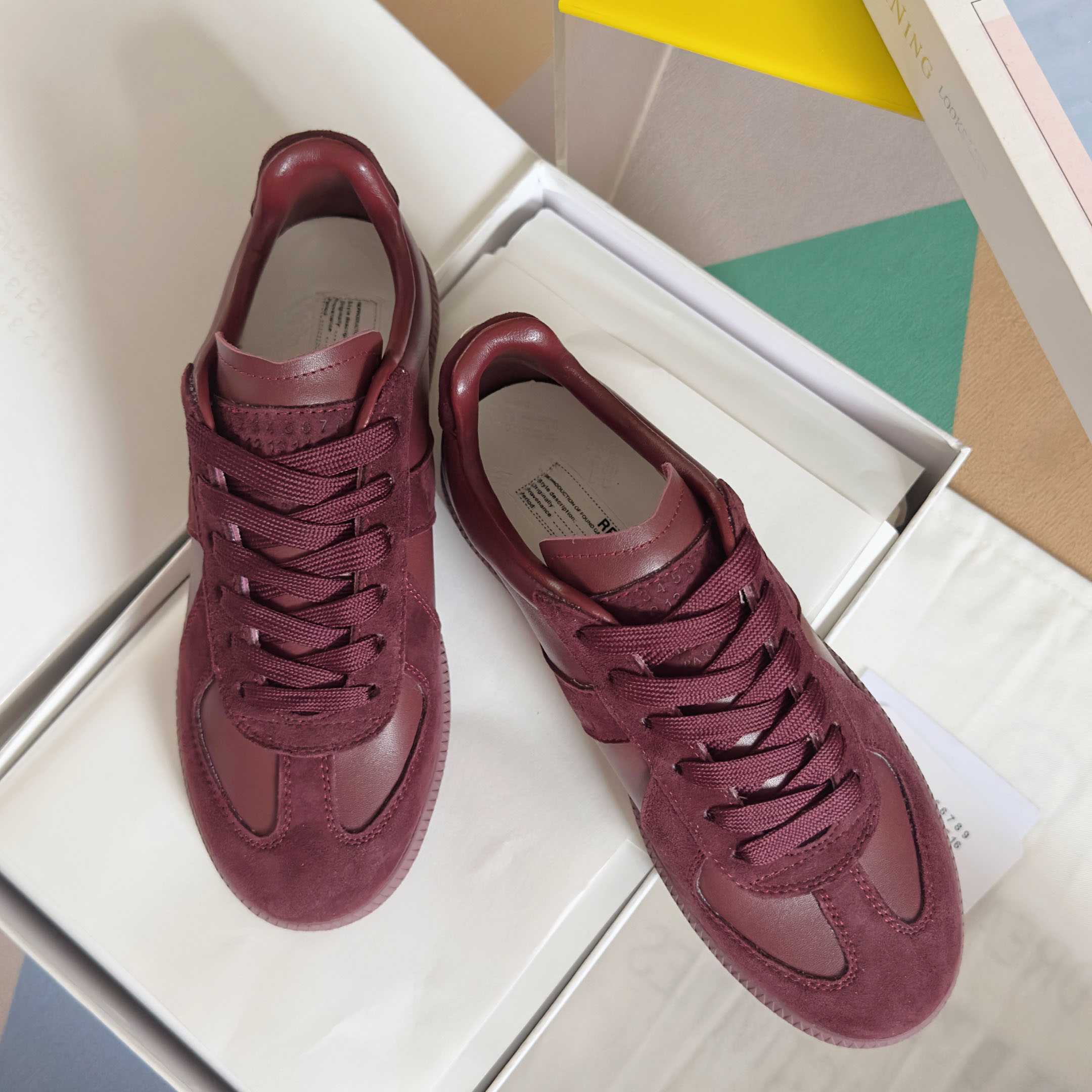 Maison Margiela Replica Leather And Suede Sneakers - DesignerGu