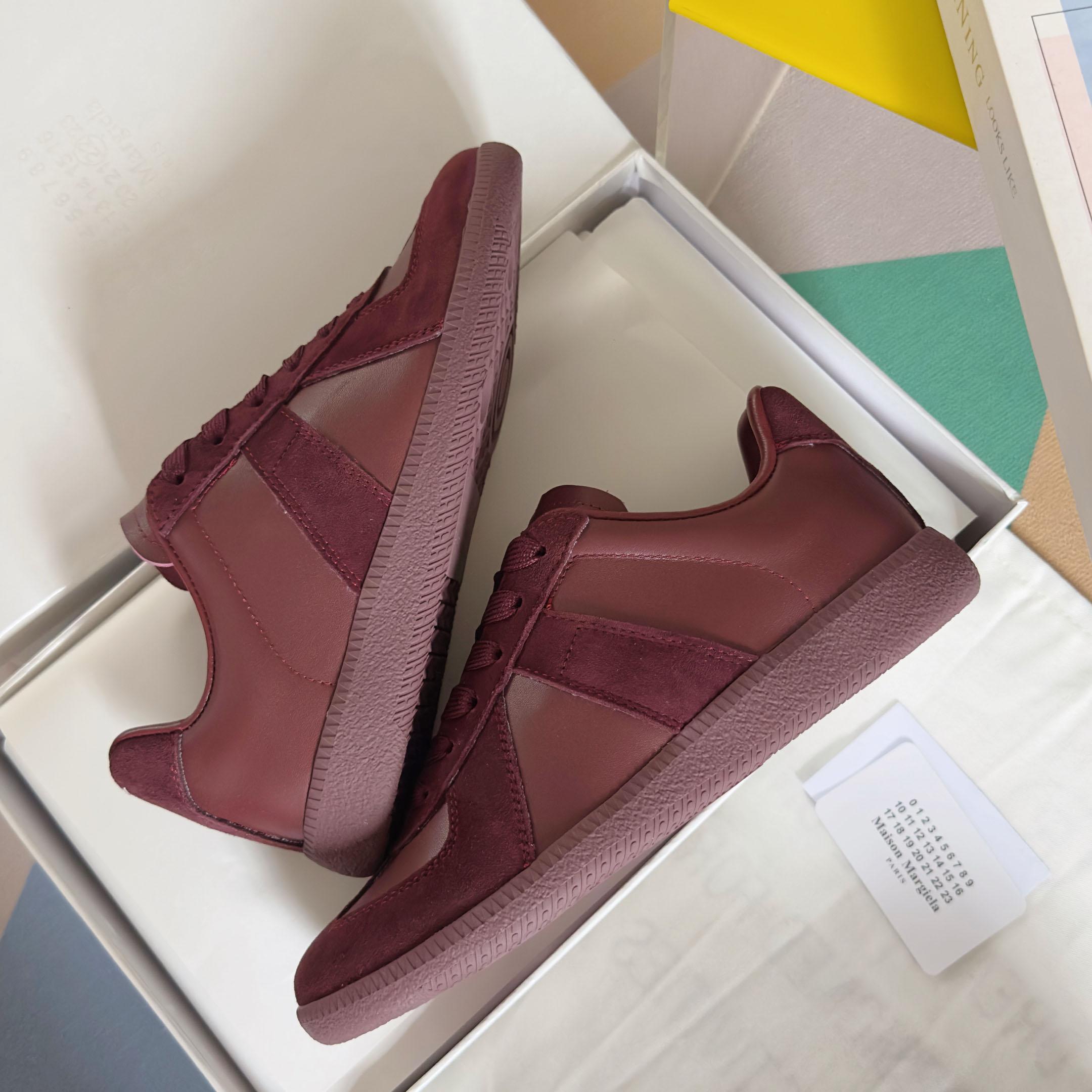 Maison Margiela Replica Leather And Suede Sneakers - DesignerGu