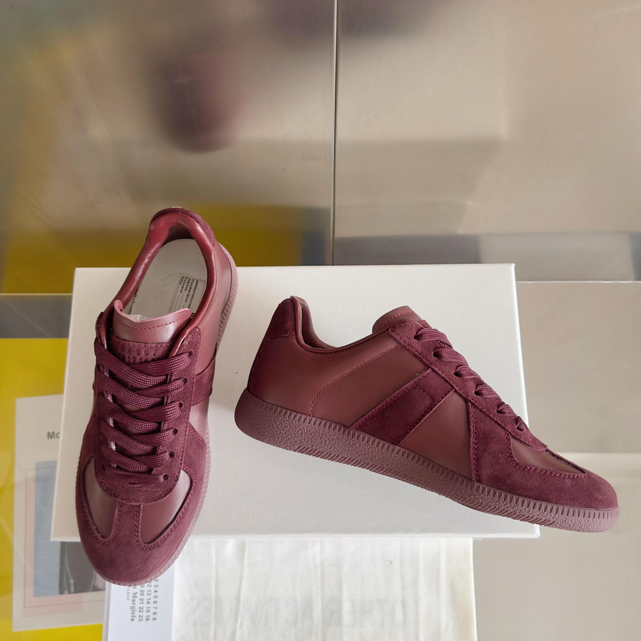 Maison Margiela Replica Leather And Suede Sneakers - DesignerGu