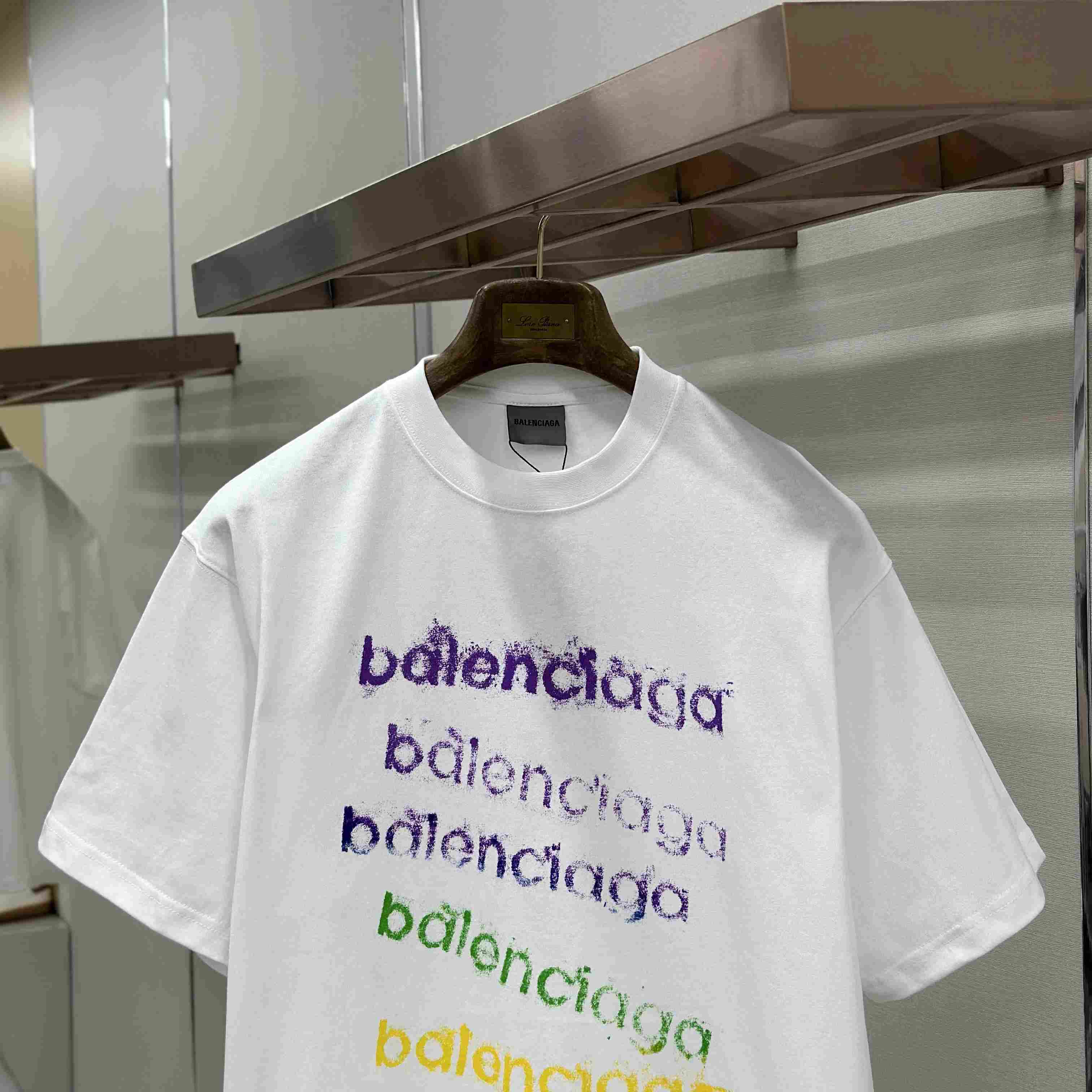 Balenciaga Logo Cotton Jersey T-shirt  - DesignerGu