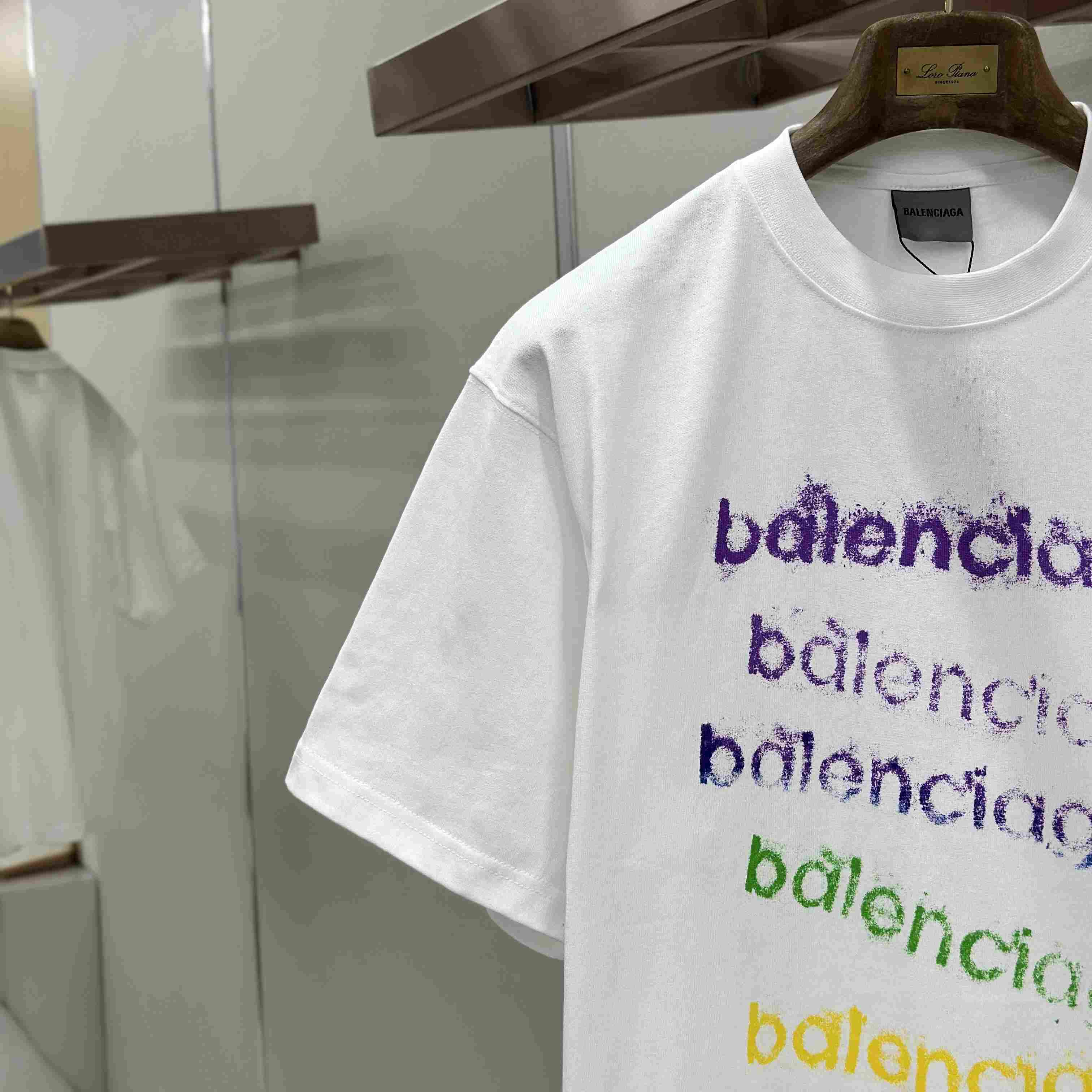 Balenciaga Logo Cotton Jersey T-shirt  - DesignerGu