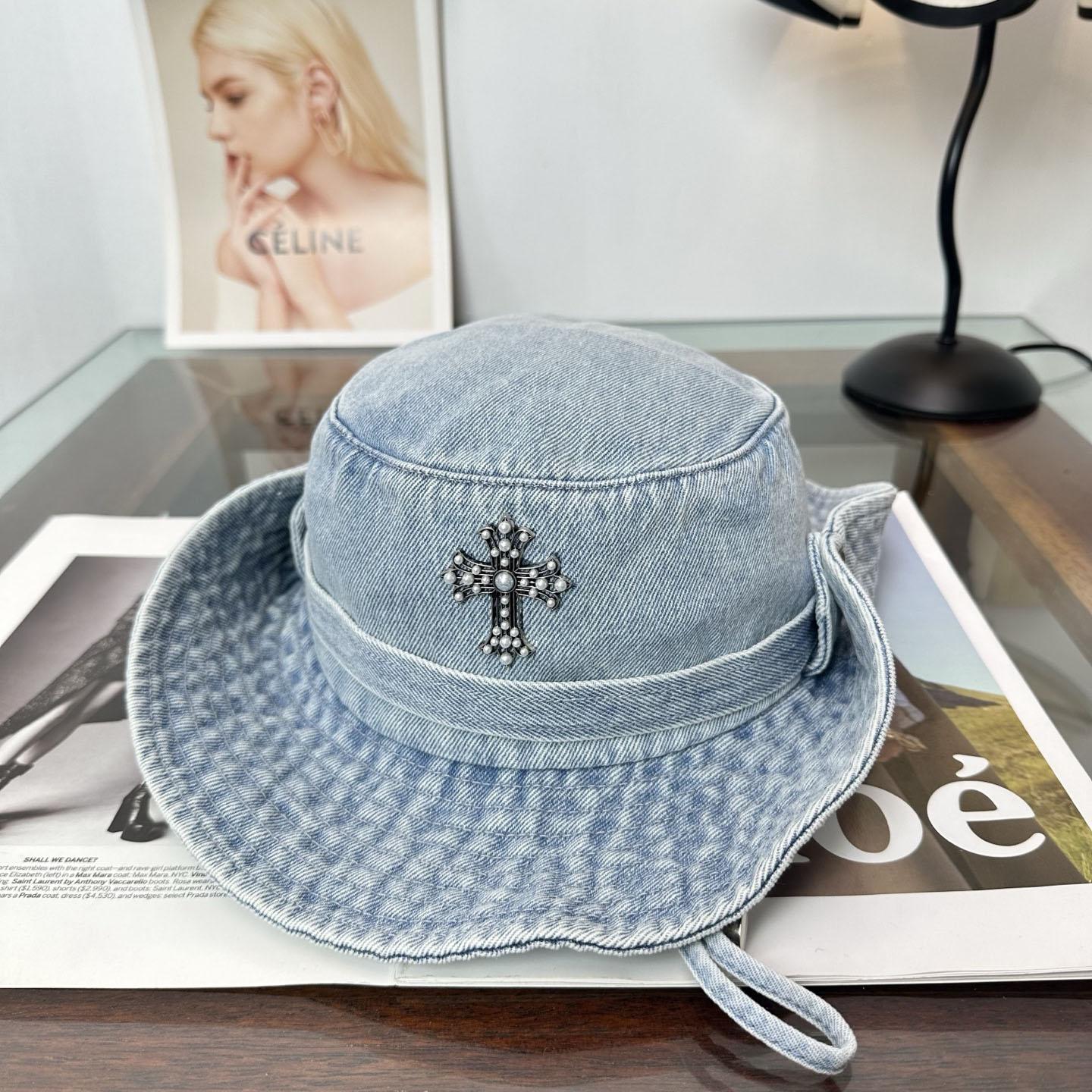 Chrome Heart Denim Bucket Hat - DesignerGu