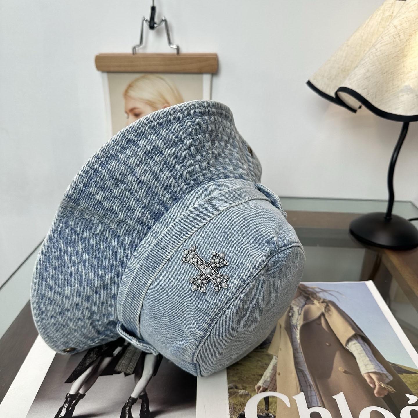 Chrome Heart Denim Bucket Hat - DesignerGu