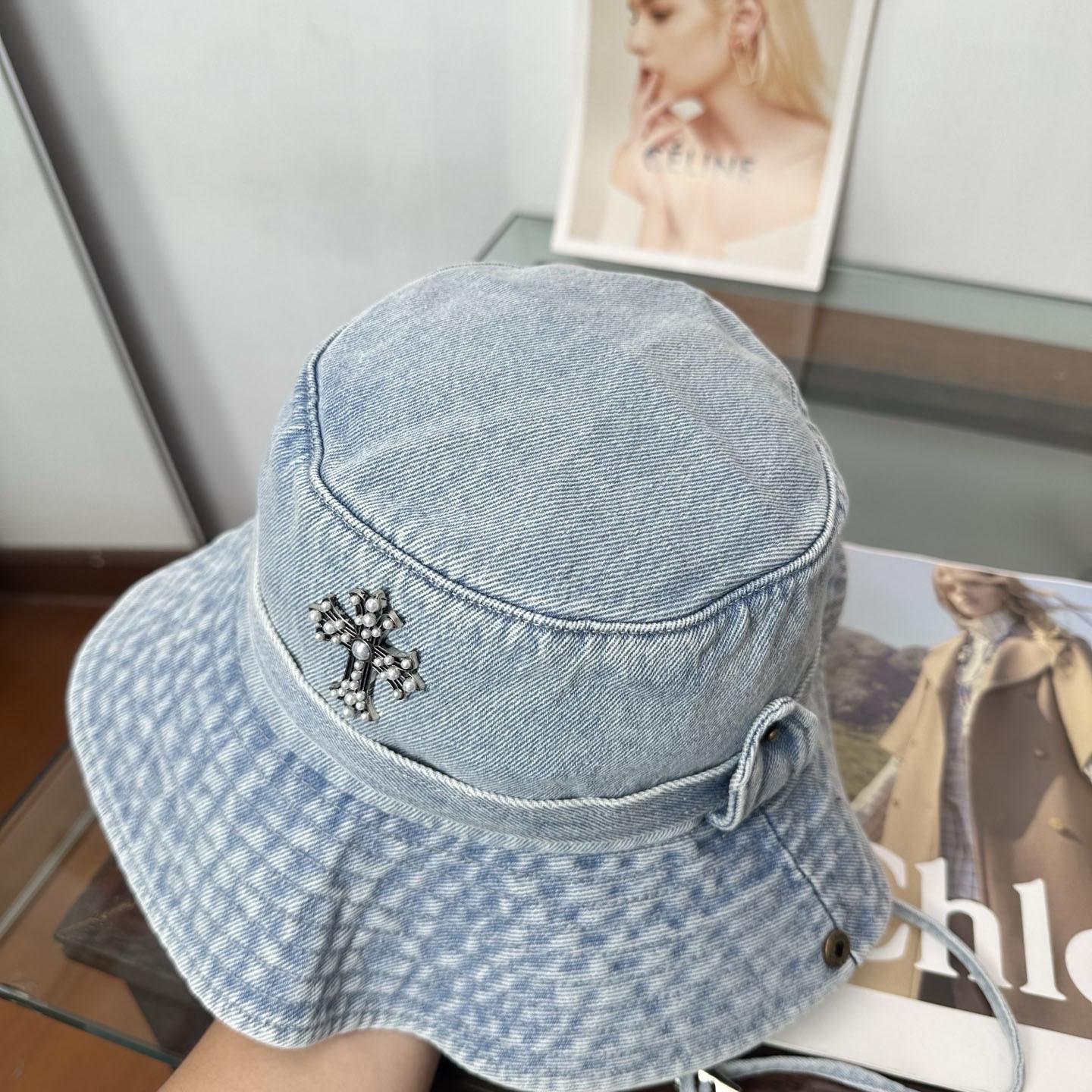 Chrome Heart Denim Bucket Hat - DesignerGu