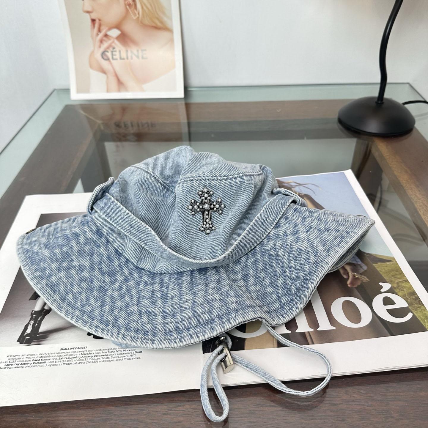 Chrome Heart Denim Bucket Hat - DesignerGu