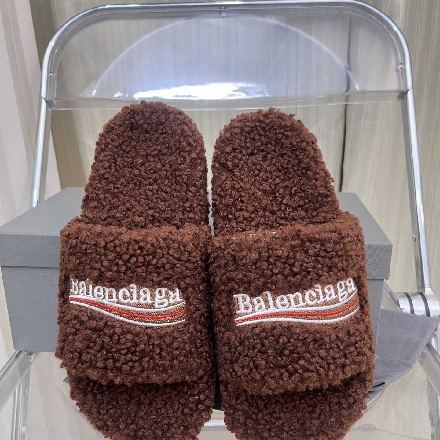 Balenciaga Furry Slide Sandals - DesignerGu