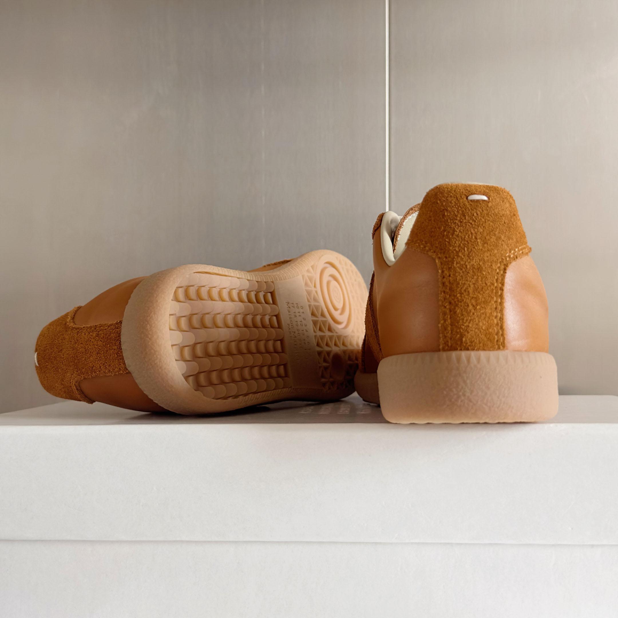 Maison Margiela Replica Leather And Suede Sneakers - Orange - DesignerGu