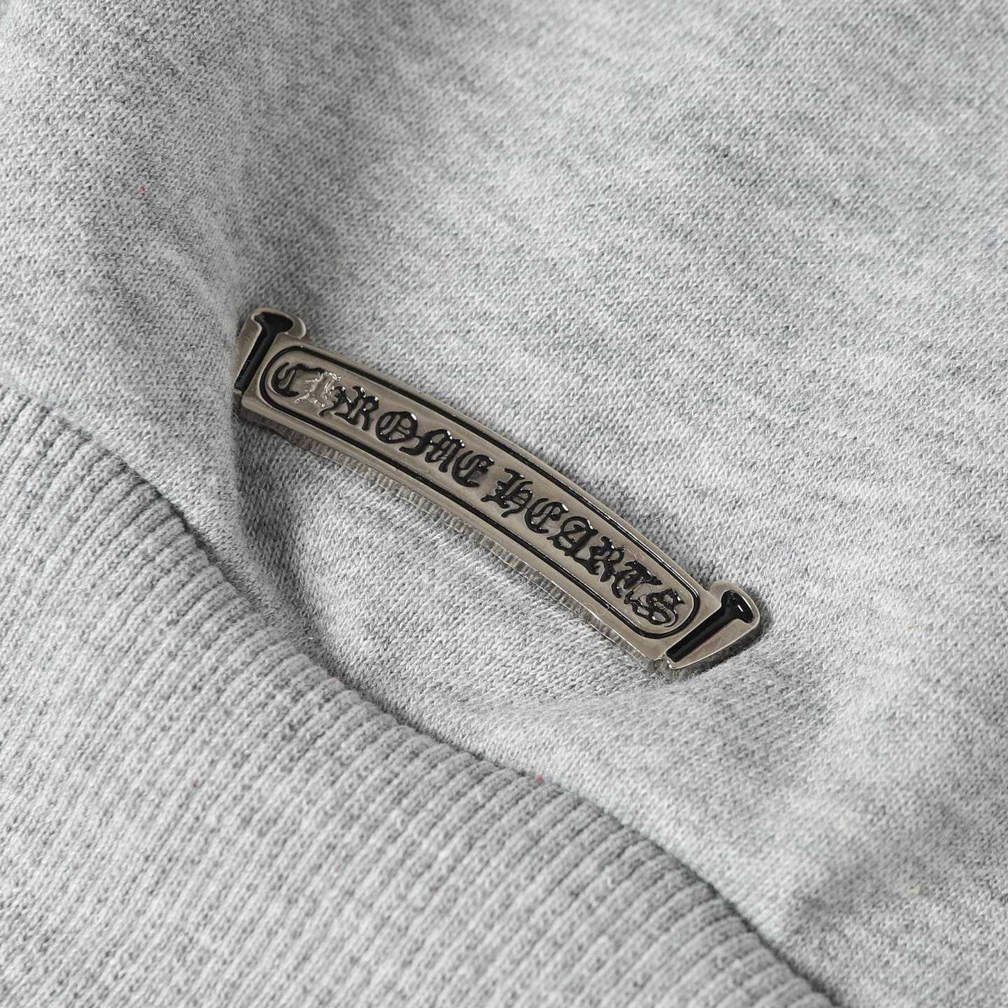 Chrome Hearts Paper Jam Triple Leather Cross Zip Up Hoodie 'Grey Heather' - DesignerGu
