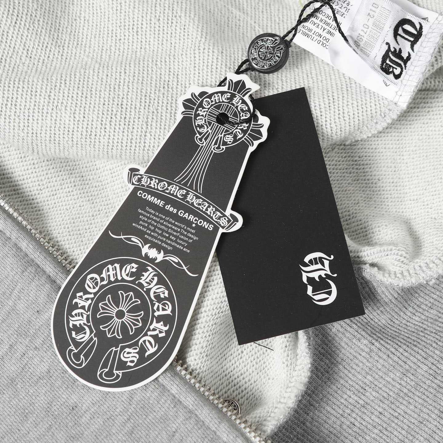 Chrome Hearts Paper Jam Triple Leather Cross Zip Up Hoodie 'Grey Heather' - DesignerGu