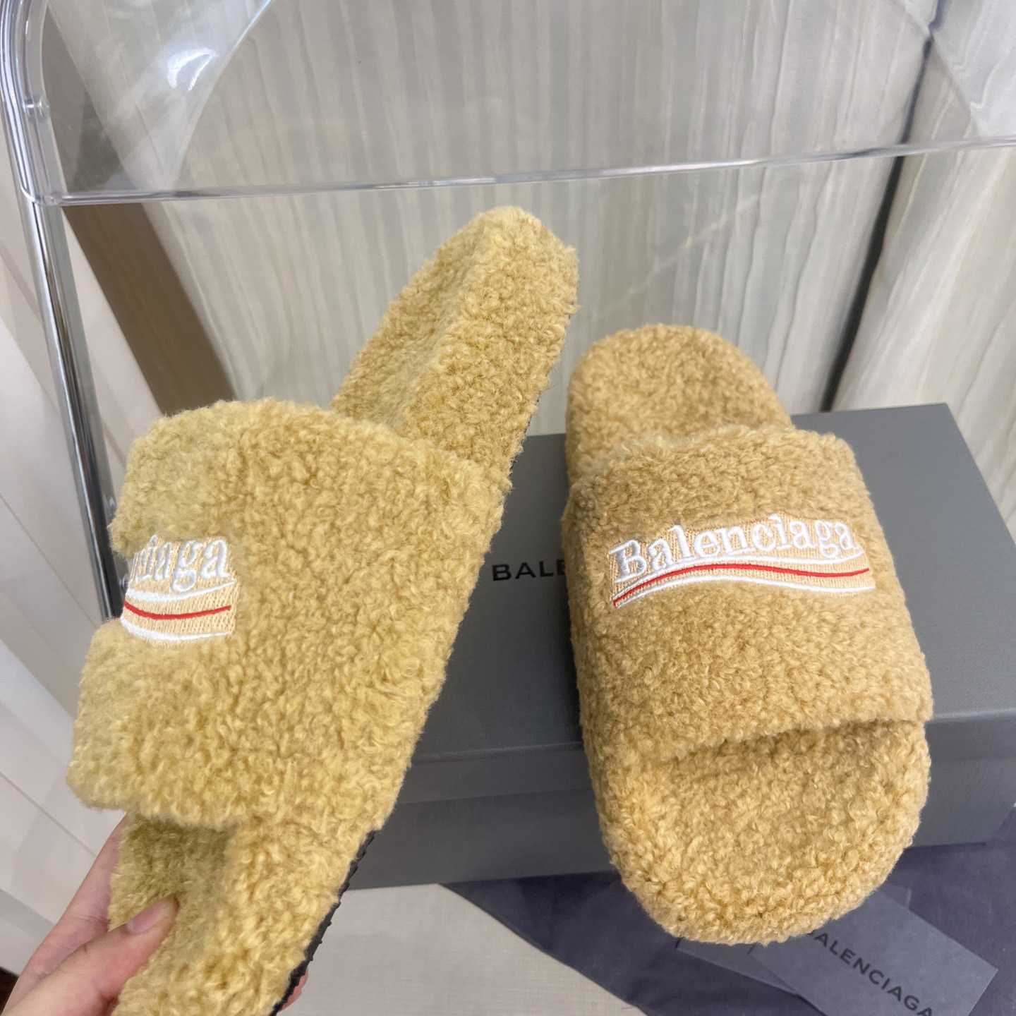Balenciaga Furry Slide Sandals - DesignerGu