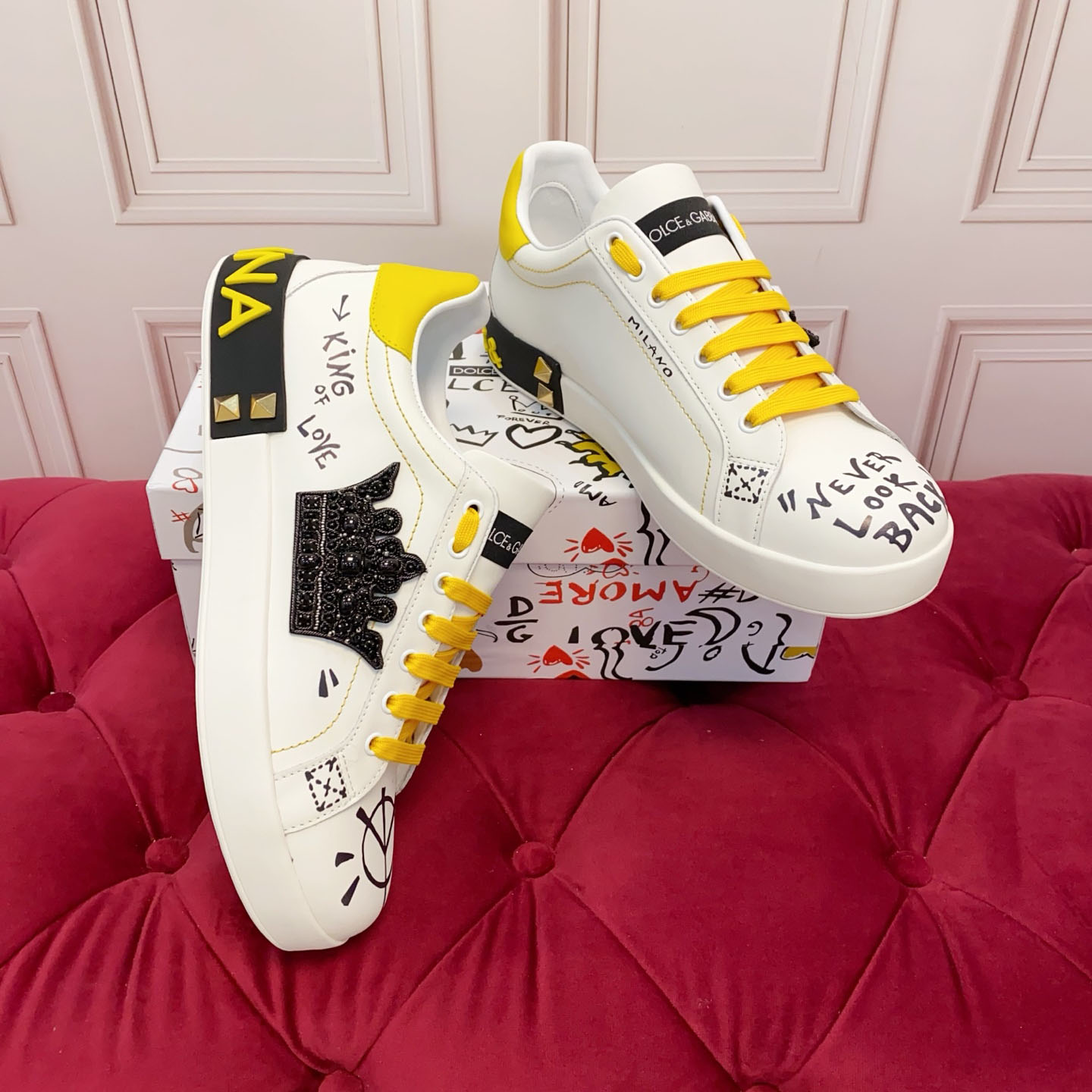 Dolce & Gabbana Portofino Nappa Calfskin Sneakers - DesignerGu