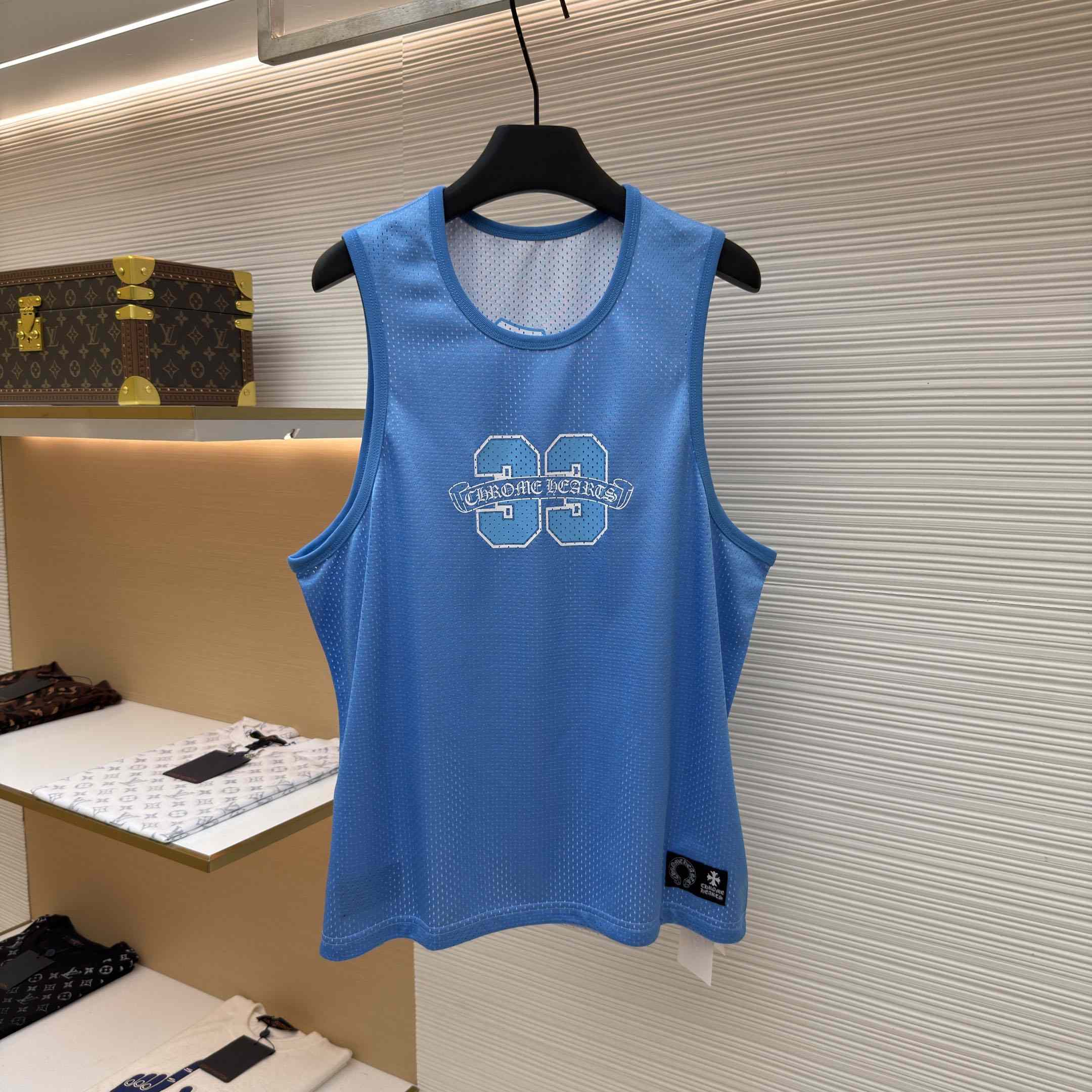Chrome Hearts Mesh Reversible Jersey Blue Tank Top - DesignerGu