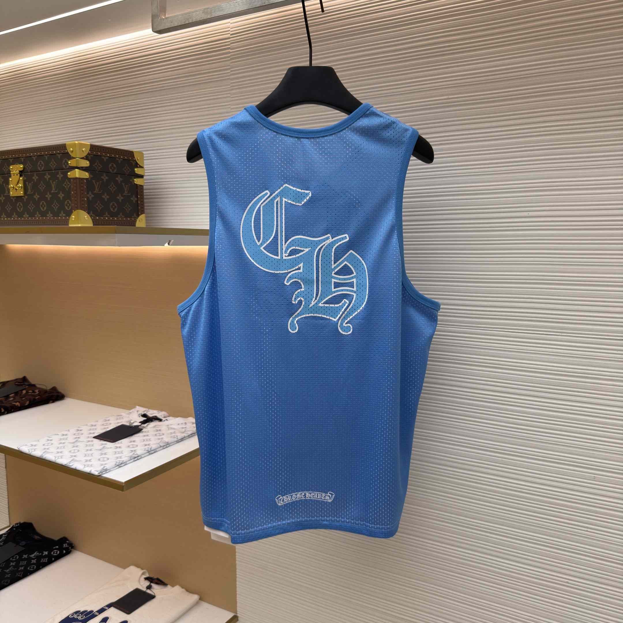 Chrome Hearts Mesh Reversible Jersey Blue Tank Top - DesignerGu