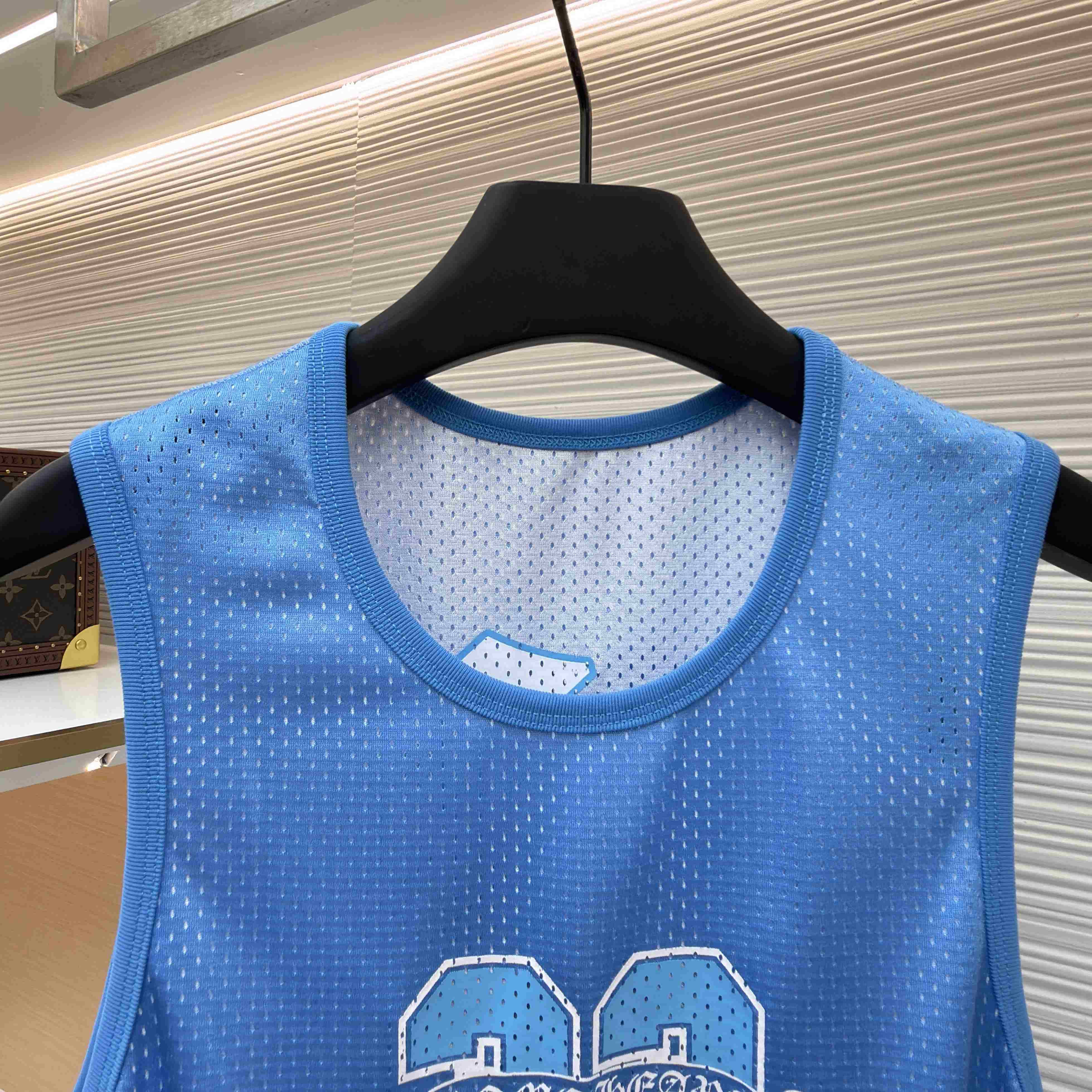Chrome Hearts Mesh Reversible Jersey Blue Tank Top - DesignerGu