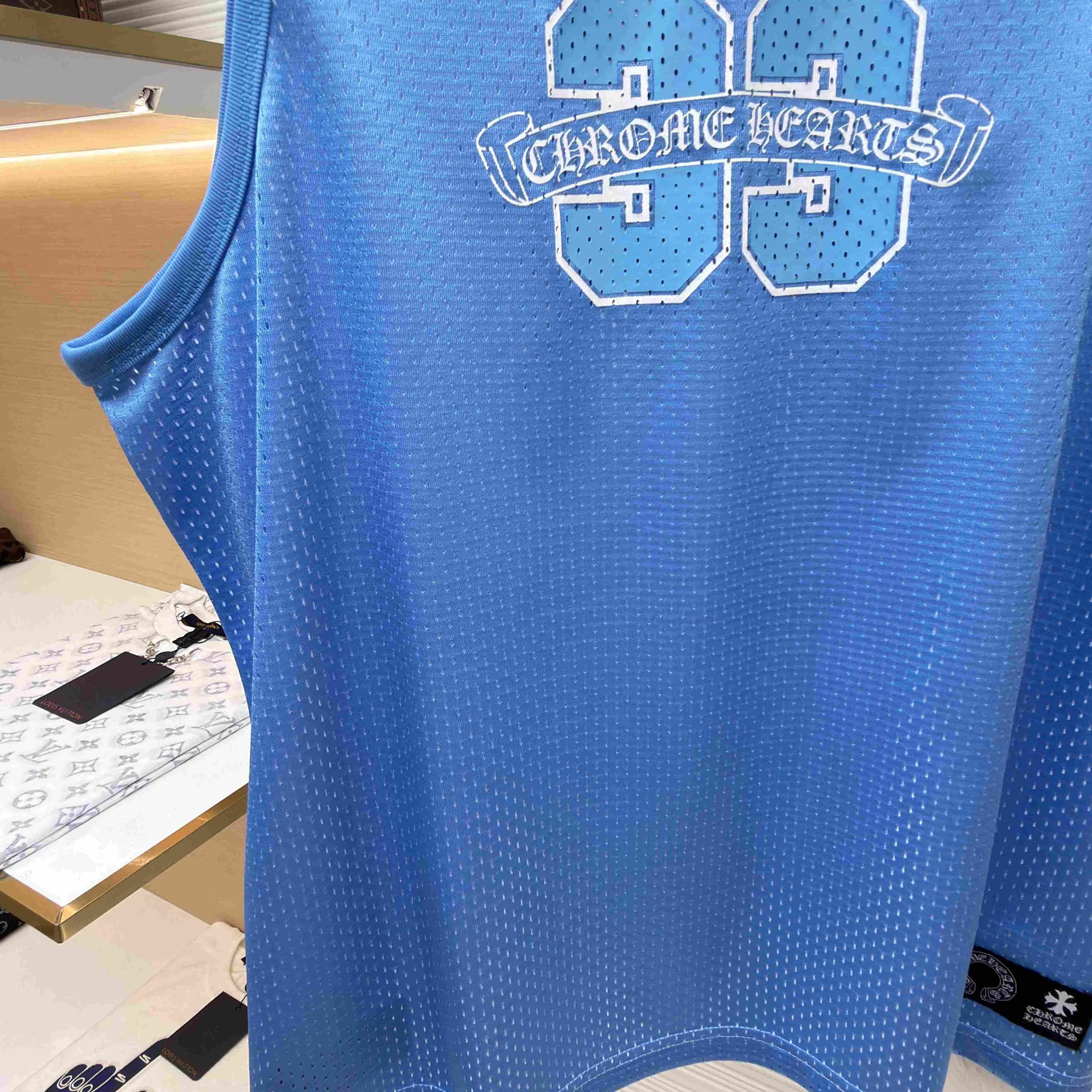 Chrome Hearts Mesh Reversible Jersey Blue Tank Top - DesignerGu