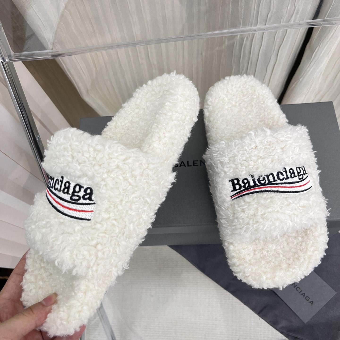 Balenciaga Furry Slide Sandals - DesignerGu