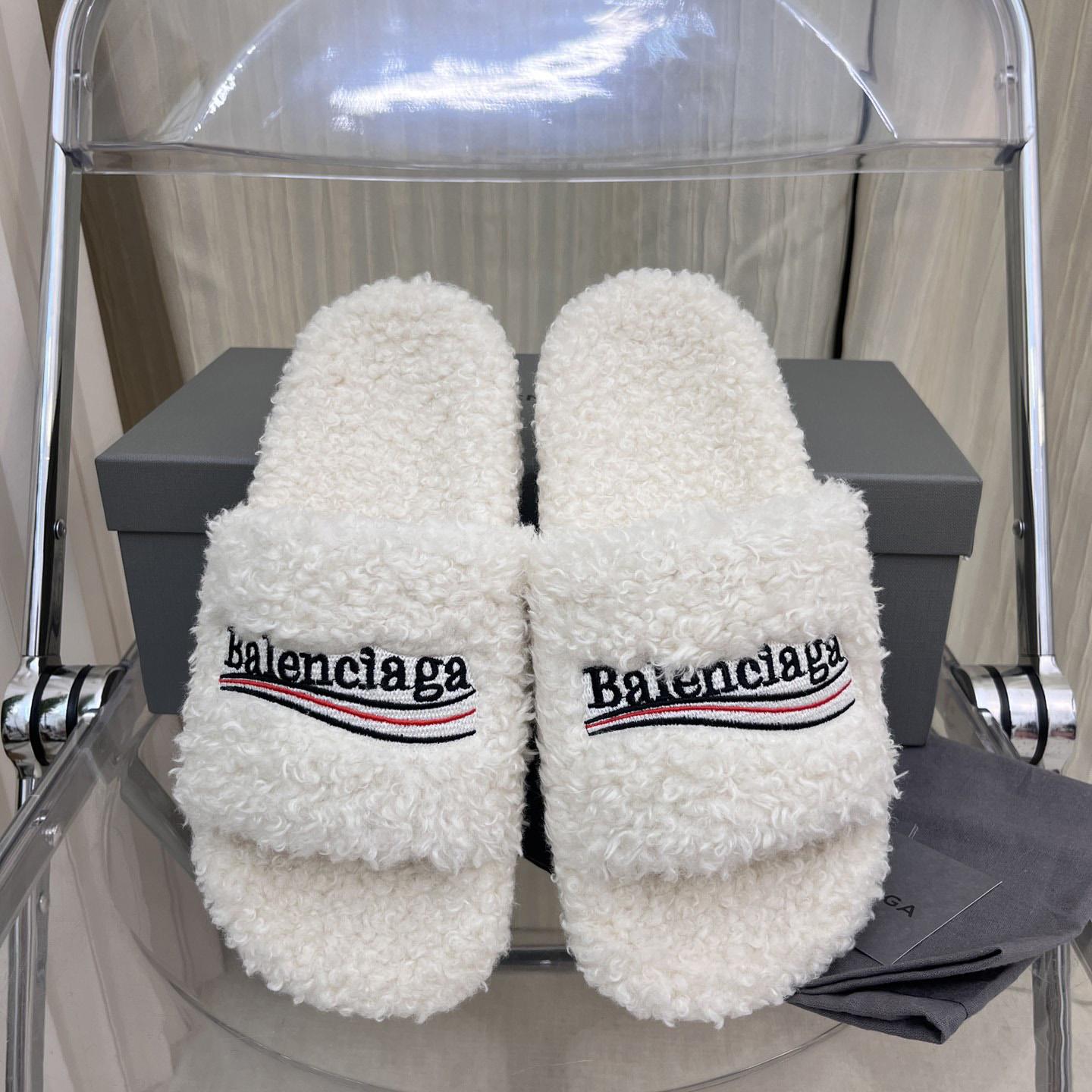 Balenciaga Furry Slide Sandals - DesignerGu