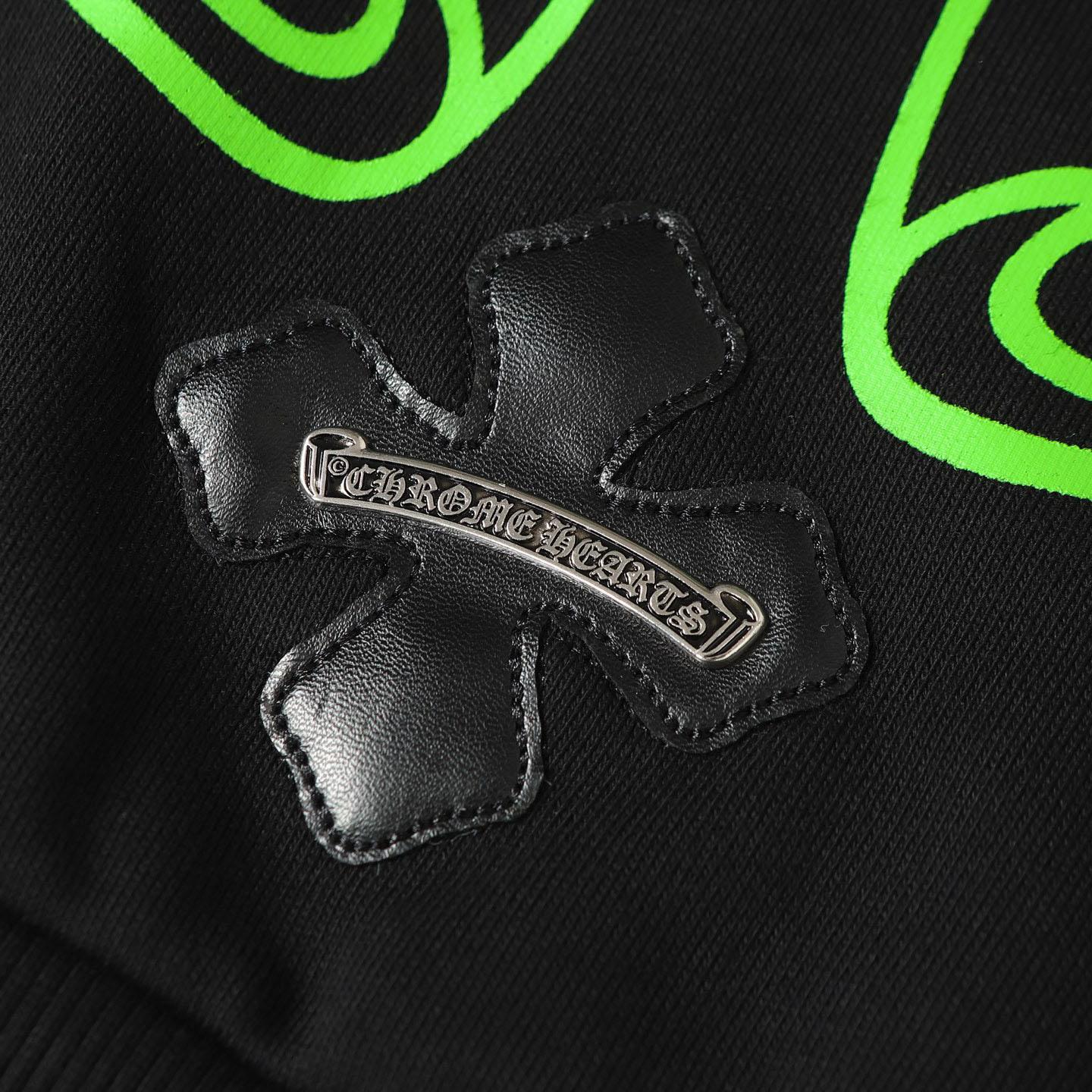 Chrome Hearts Green Leather Cross Horseshoe Hoodie - DesignerGu