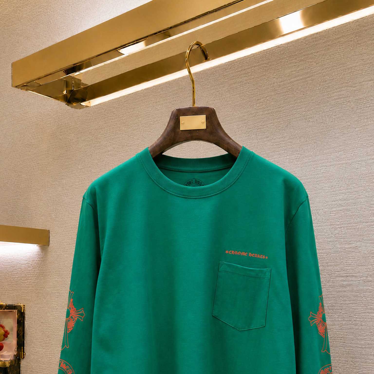 Chrome Hearts Horseshoe Cross Logo Long-Sleve 'Green/Orange' - DesignerGu