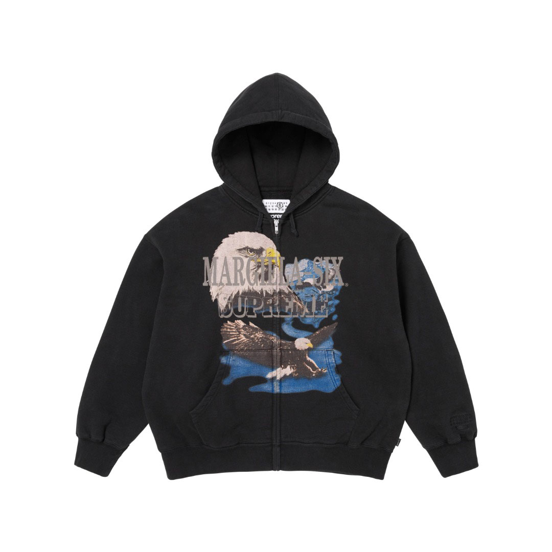 Supreme x MM6 Maison Margiela Eagle Zip Up Hooded Sweatshirt 'Black' - DesignerGu