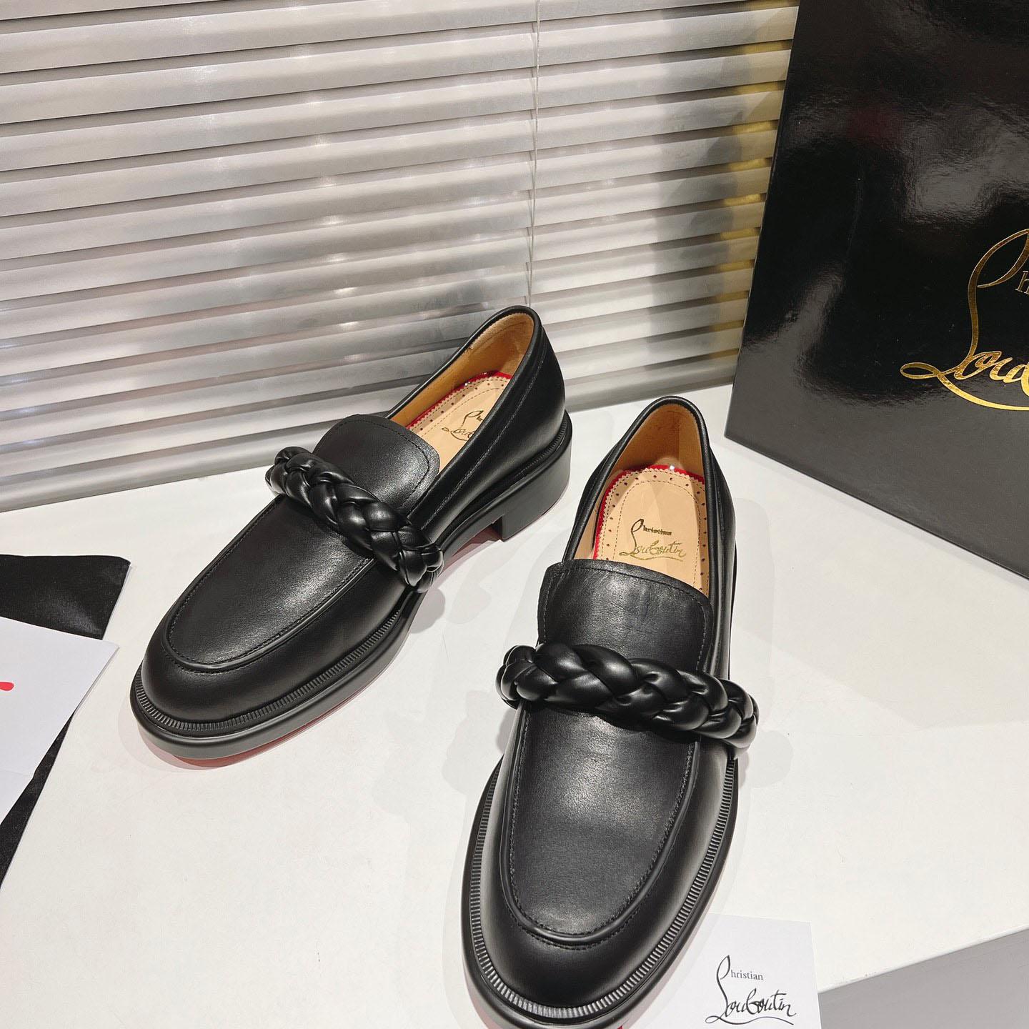 Christian Louboutin Calf Leather Penny Braid Loafers - DesignerGu