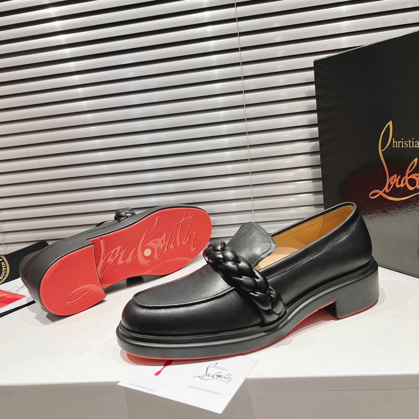 Christian Louboutin Calf Leather Penny Braid Loafers - DesignerGu