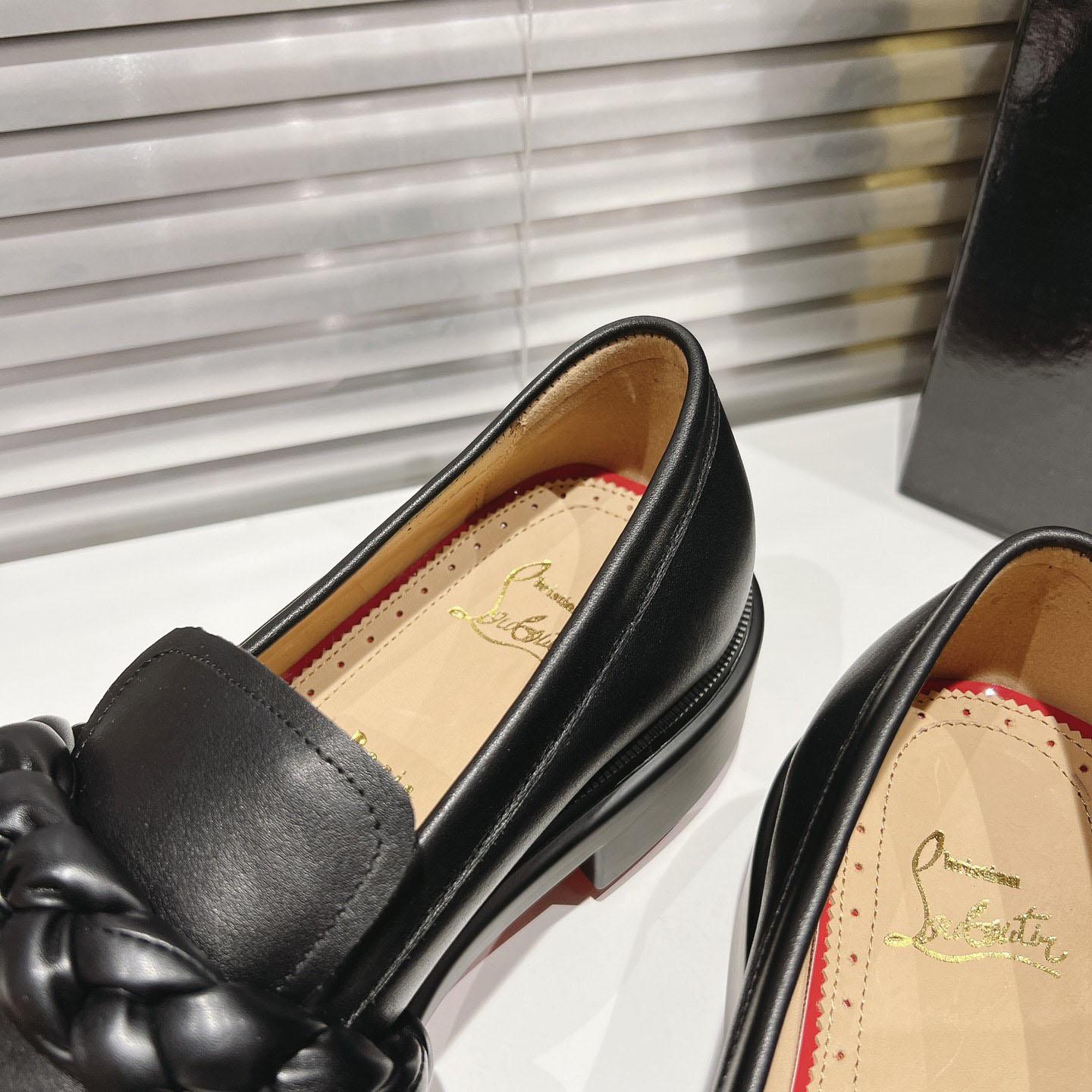 Christian Louboutin Calf Leather Penny Braid Loafers - DesignerGu