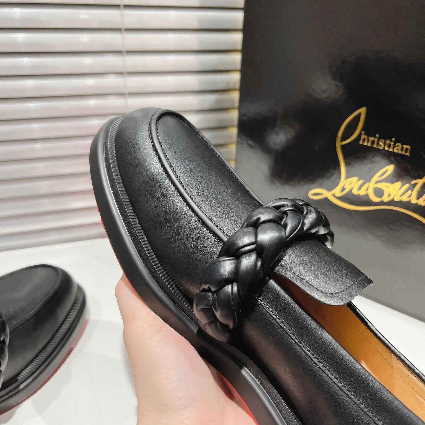 Christian Louboutin Calf Leather Penny Braid Loafers - DesignerGu