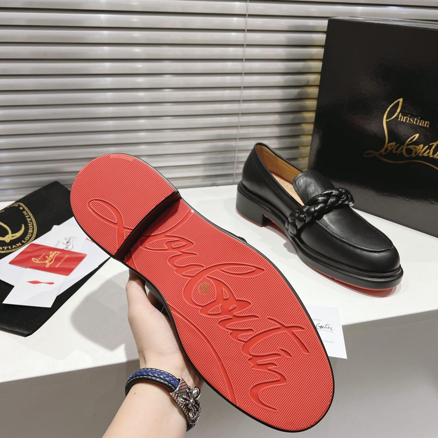 Christian Louboutin Calf Leather Penny Braid Loafers - DesignerGu