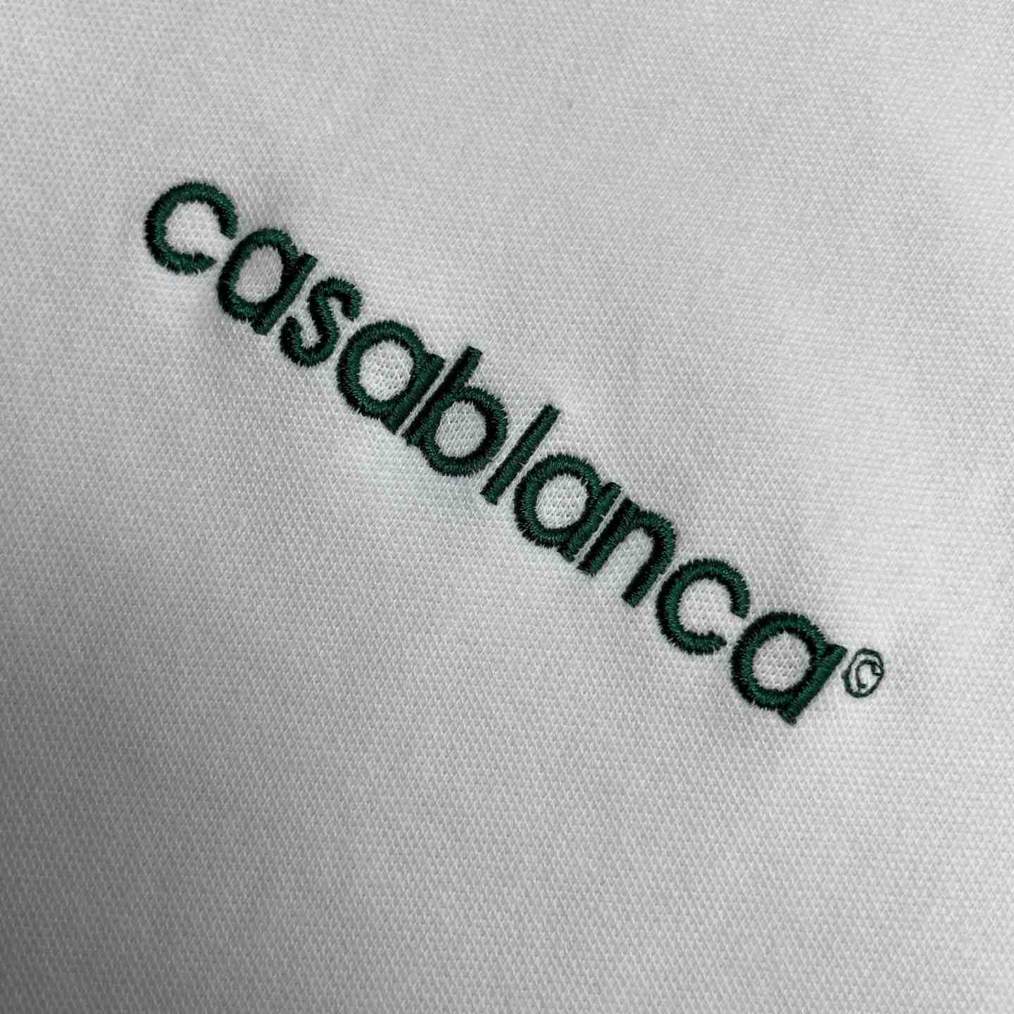 Casablanca White Laurel Pique Short Sleeve Polo Shirt C1172 - DesignerGu