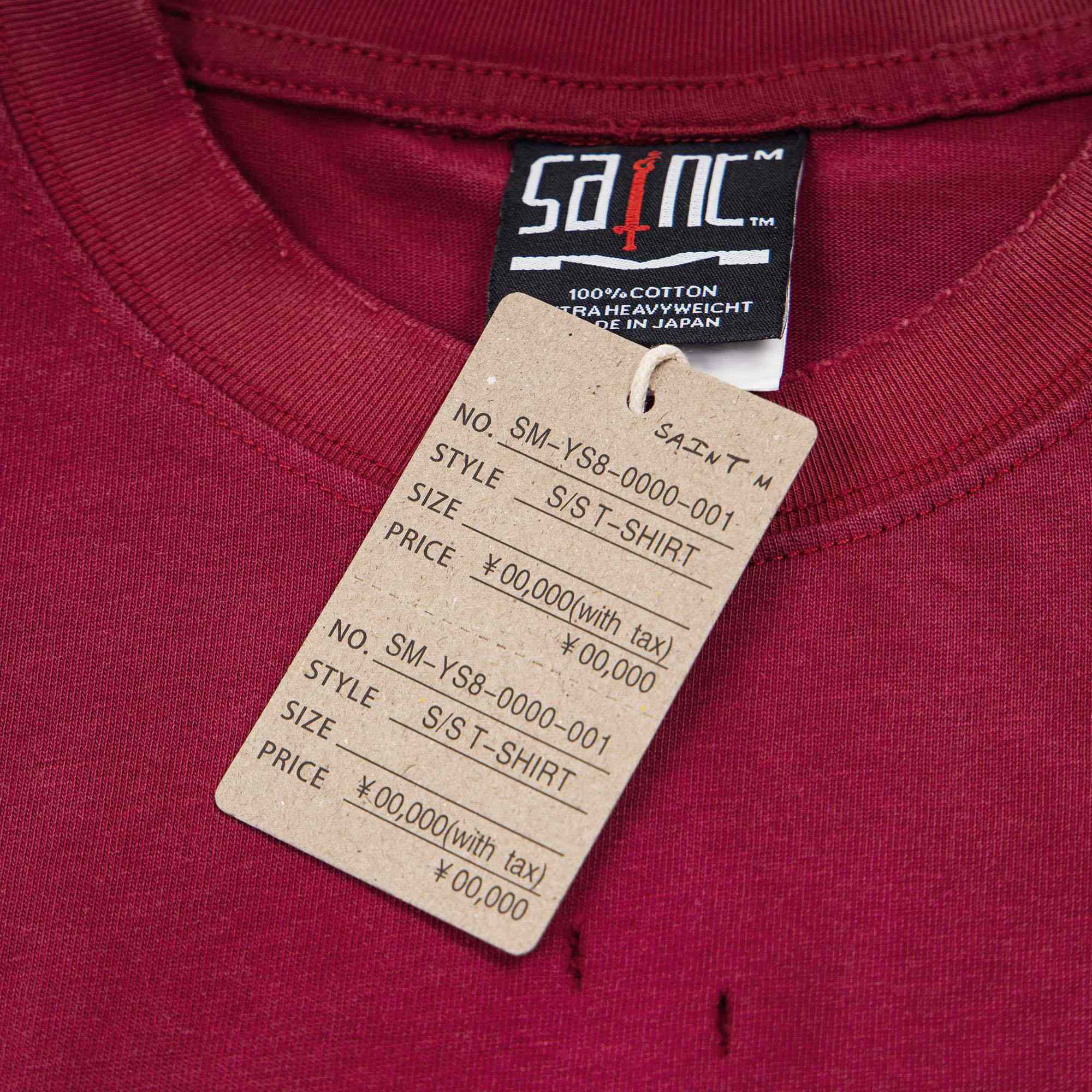 Saint Michael Short-Sleeve T-Shirt 'Burgundy' - DesignerGu
