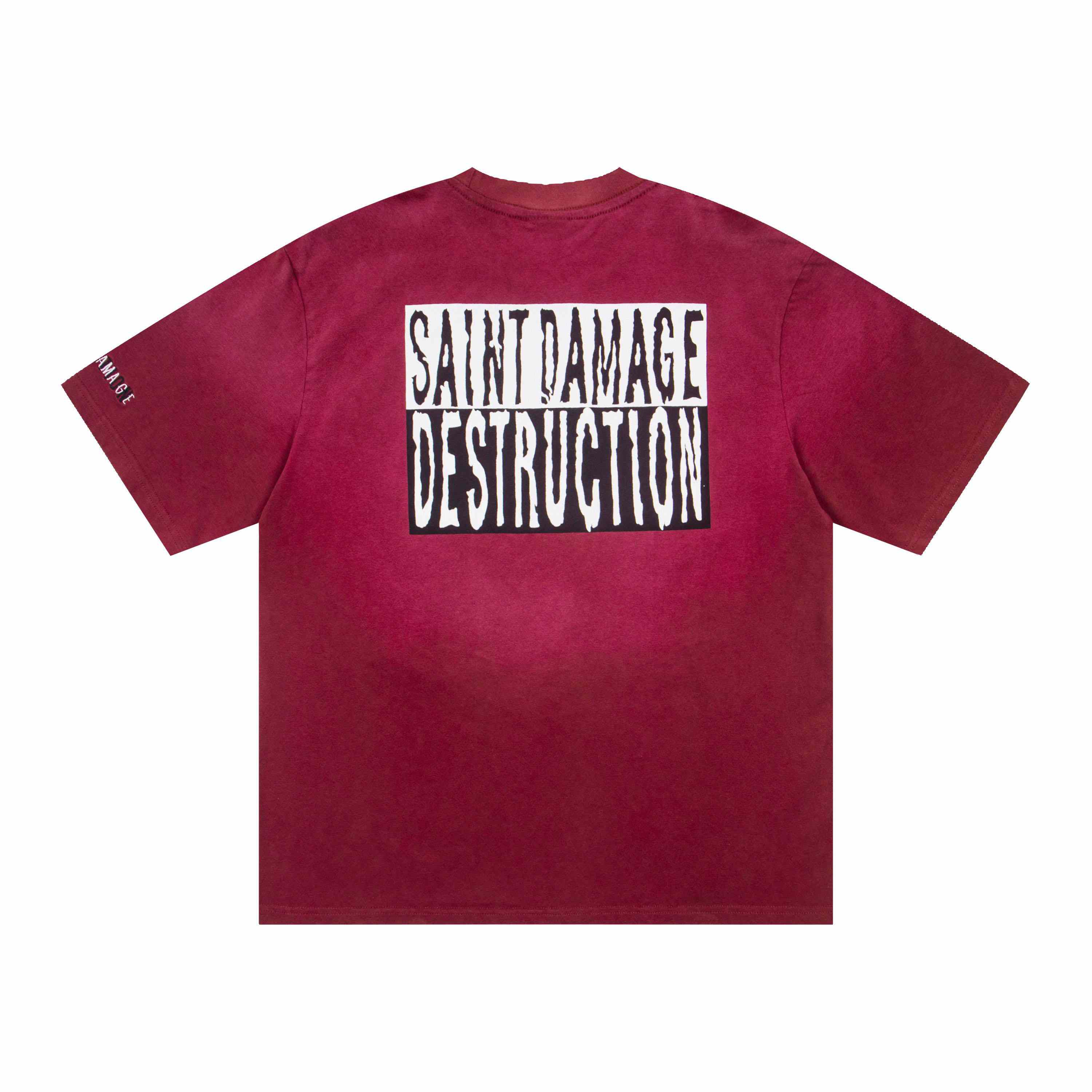 Saint Michael Short-Sleeve T-Shirt 'Burgundy' - DesignerGu