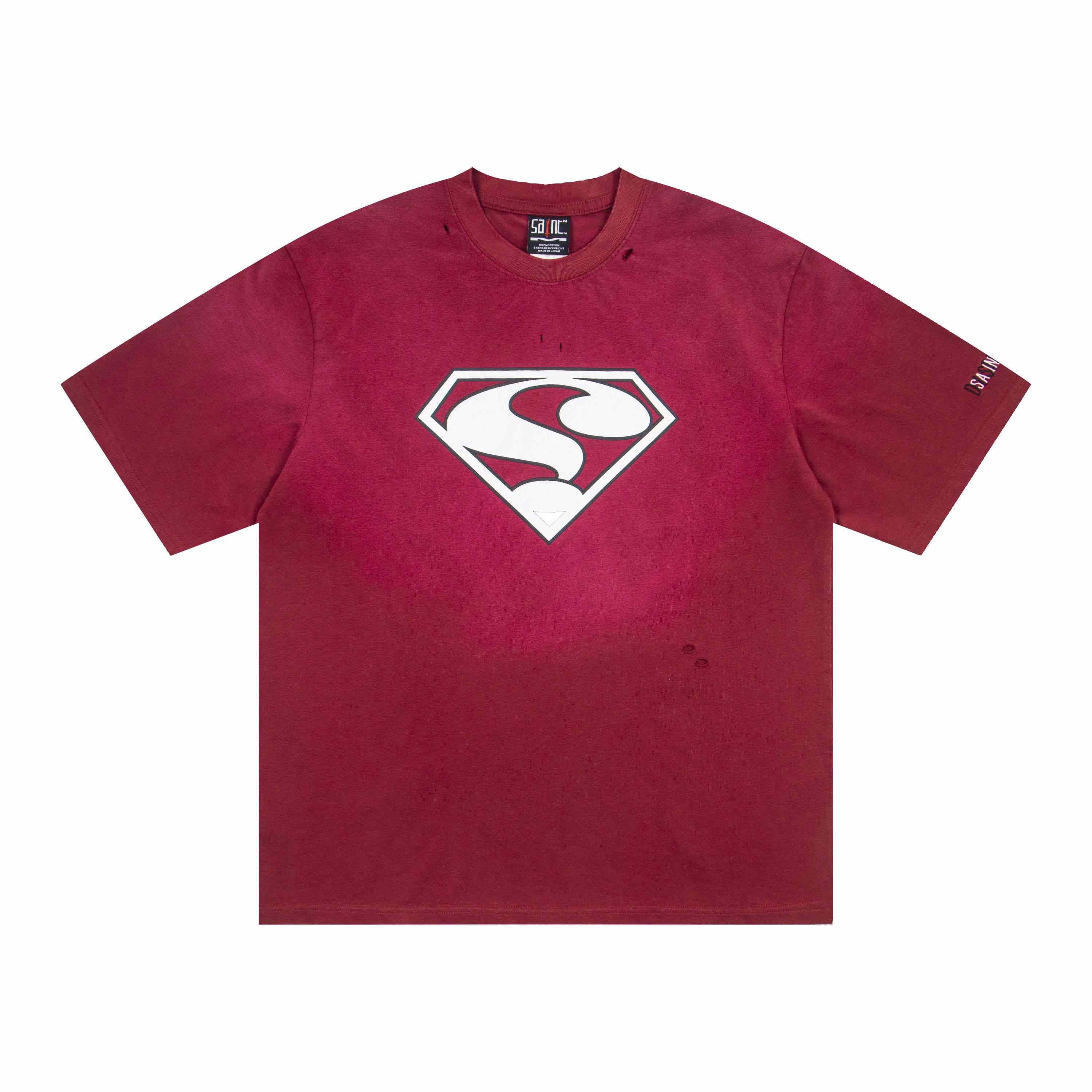 Saint Michael Short-Sleeve T-Shirt 'Burgundy' - DesignerGu