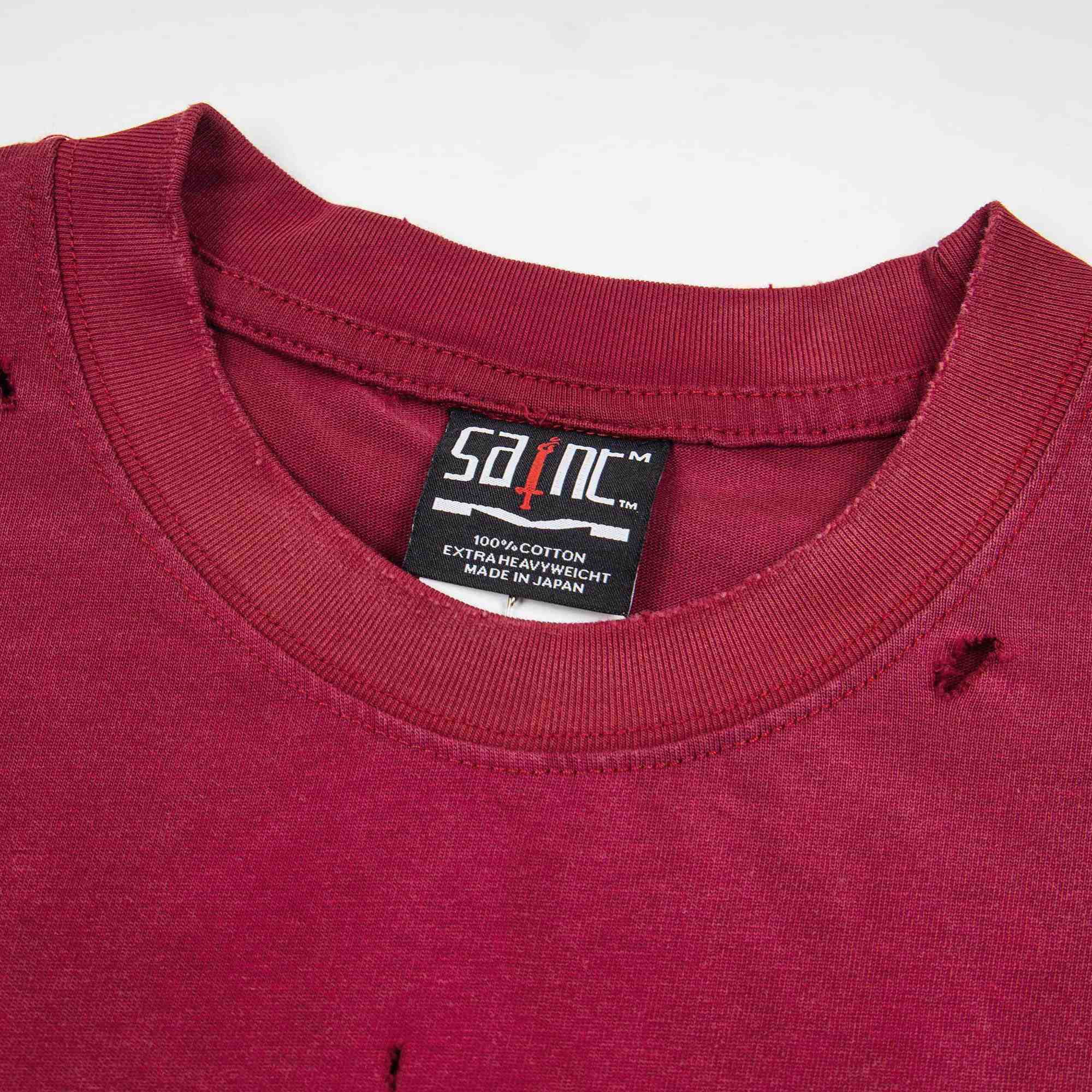 Saint Michael Short-Sleeve T-Shirt 'Burgundy' - DesignerGu
