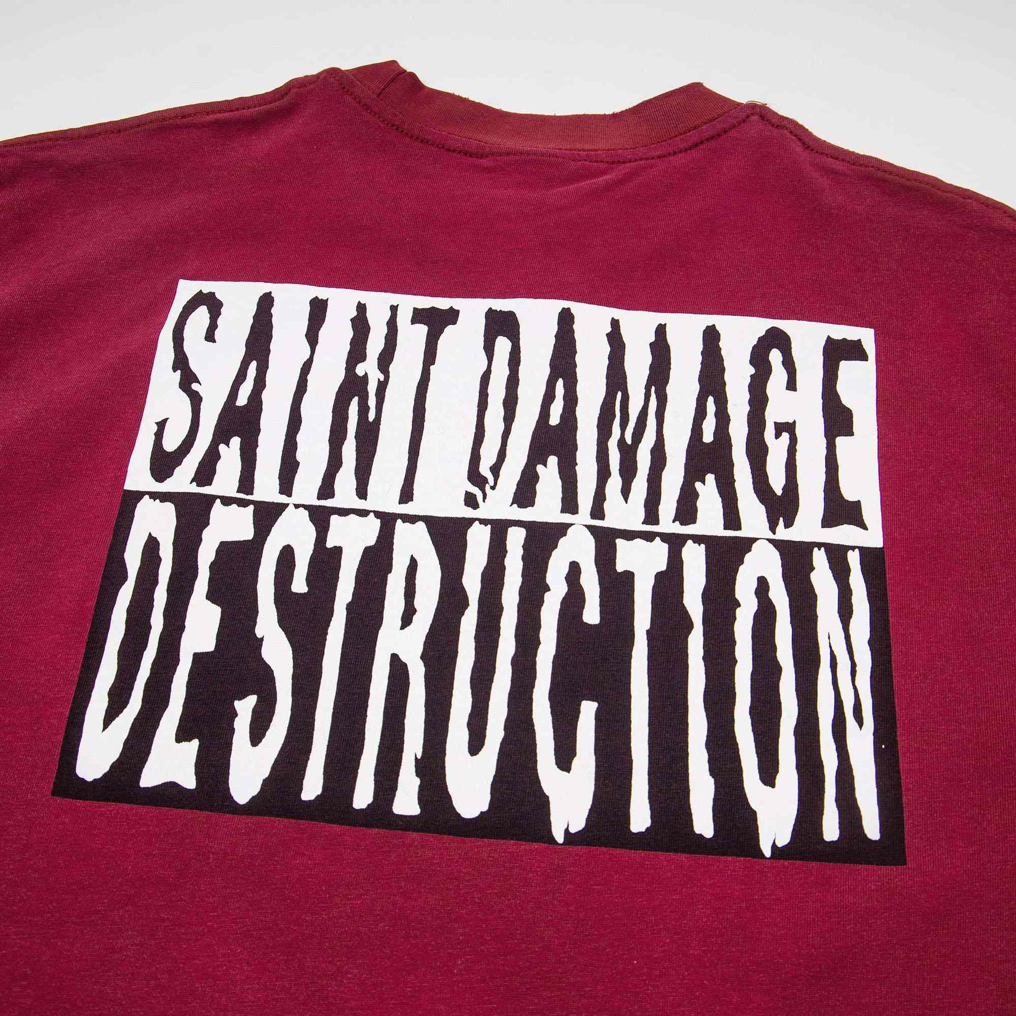 Saint Michael Short-Sleeve T-Shirt 'Burgundy' - DesignerGu