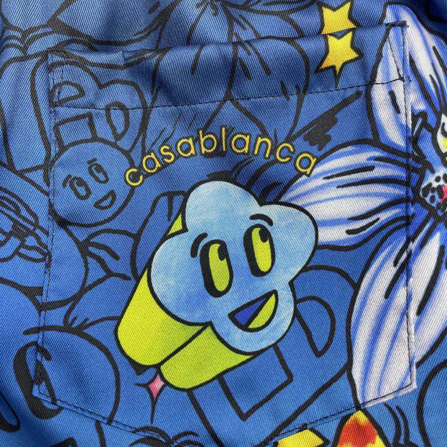 Casablanca Collage D'Icones Graphiques Printed Silk Shorts CA3595 - DesignerGu