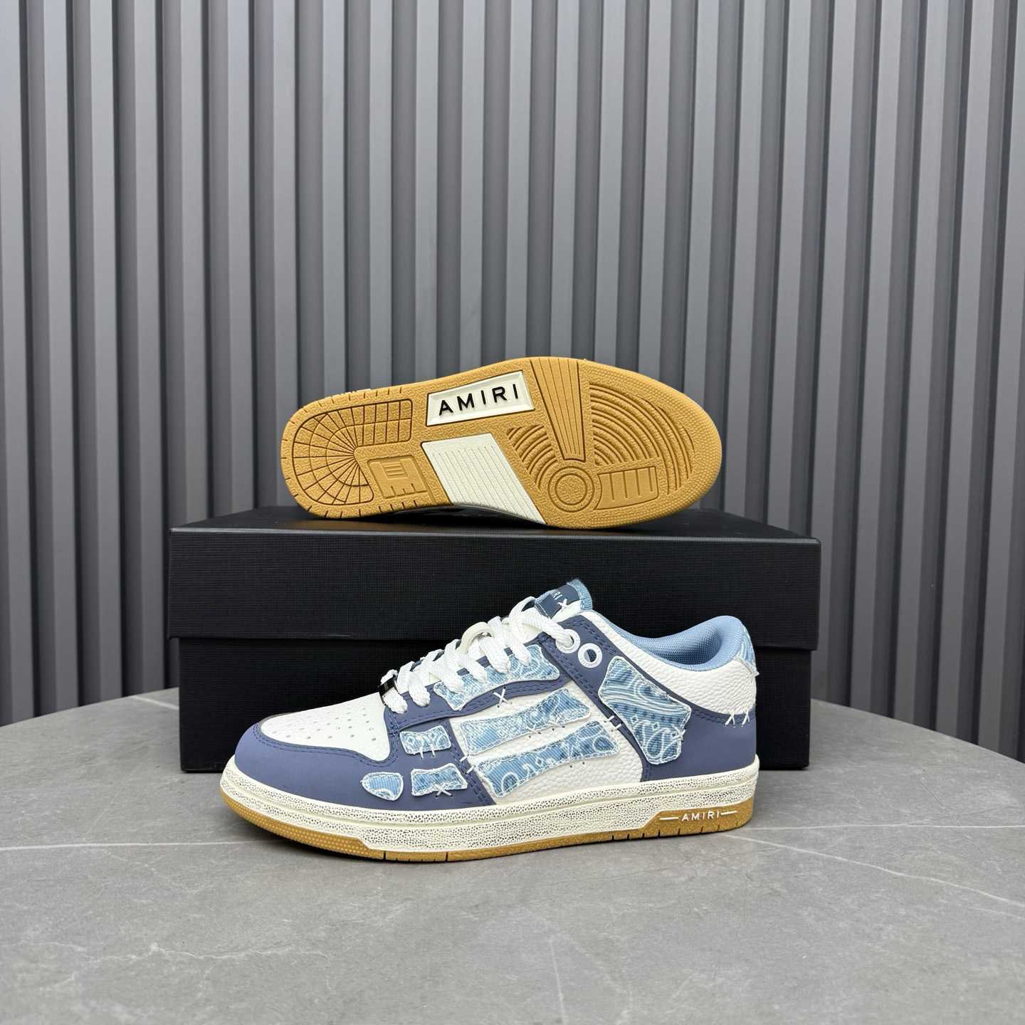 Amiri Blue & White Bandana Skel Top Low Sneakers - DesignerGu