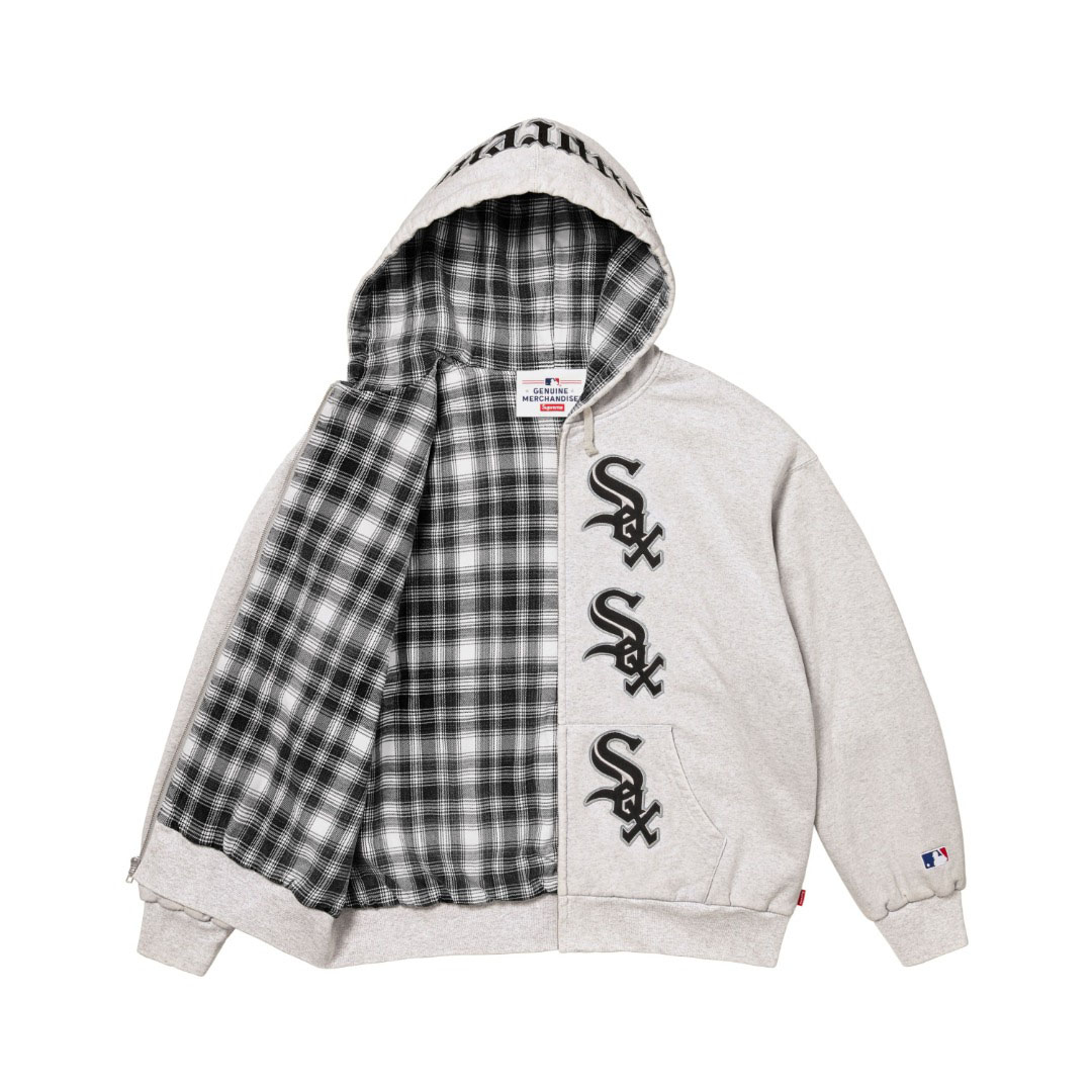 Supreme x Chicago White Sox Zip Up Hooded Sweatshirt 'Ash Grey' - DesignerGu