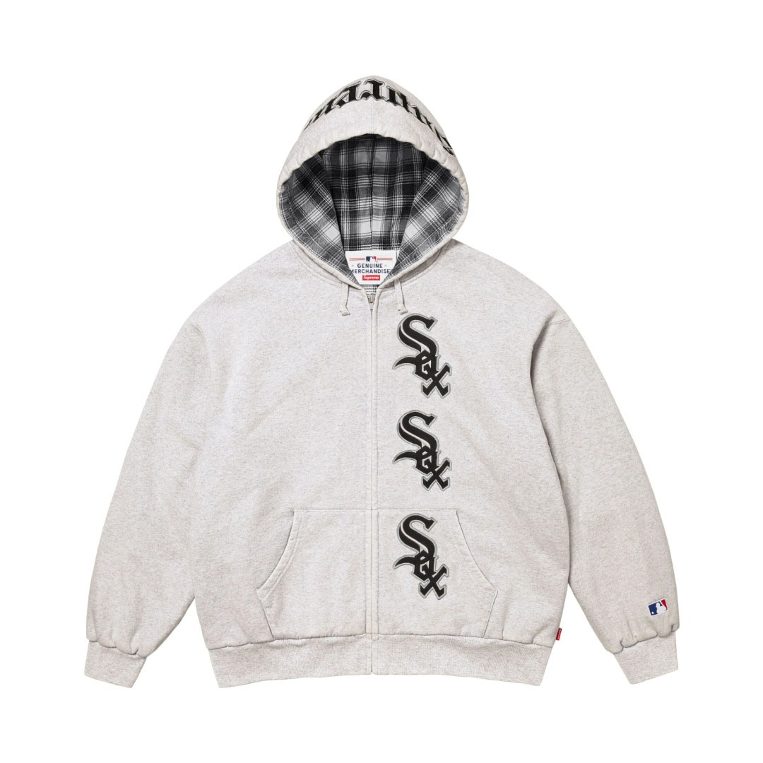 Supreme x Chicago White Sox Zip Up Hooded Sweatshirt 'Ash Grey' - DesignerGu