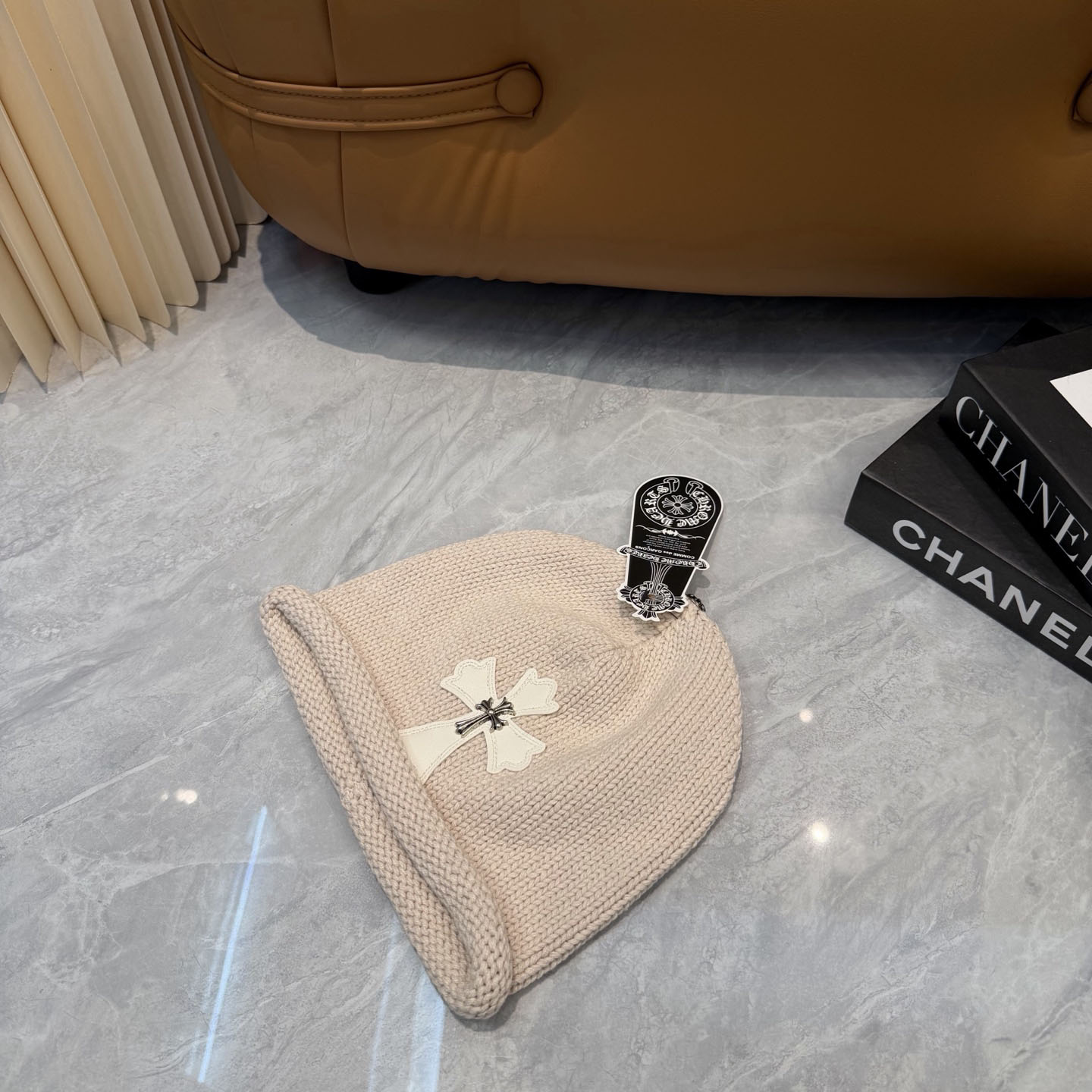 Chrome Heart Cross Patch Knit Beanie - DesignerGu