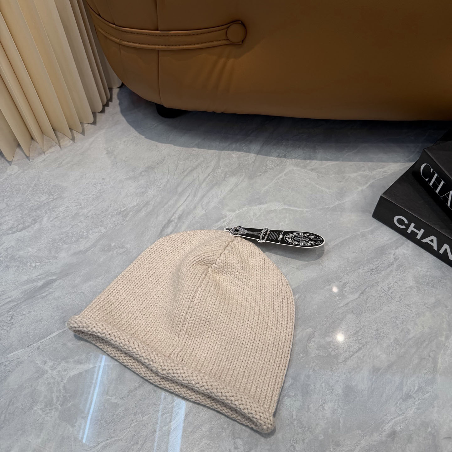 Chrome Heart Cross Patch Knit Beanie - DesignerGu