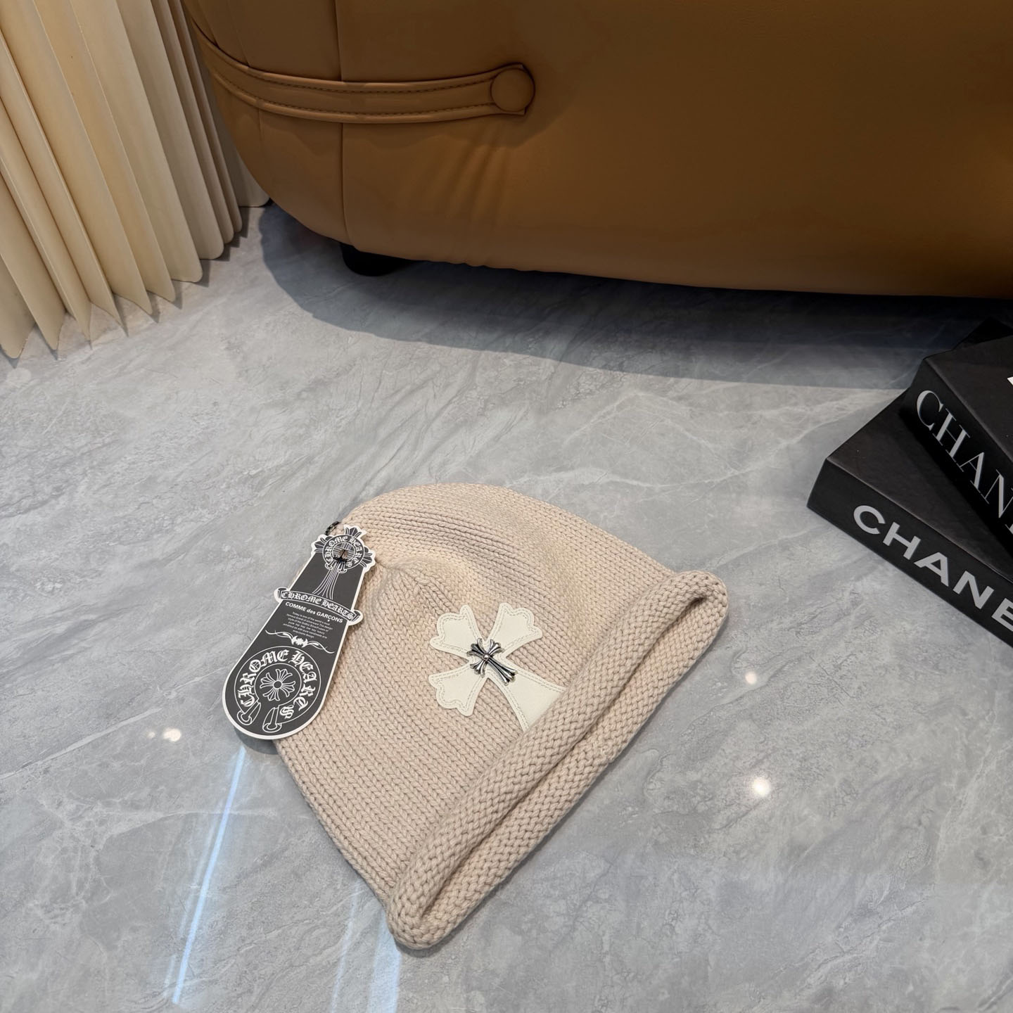 Chrome Heart Cross Patch Knit Beanie - DesignerGu