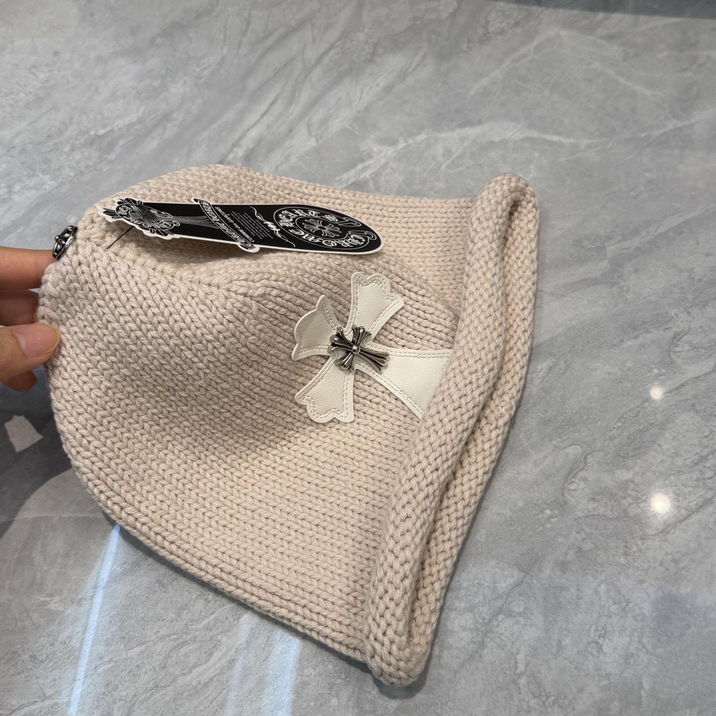 Chrome Heart Cross Patch Knit Beanie - DesignerGu