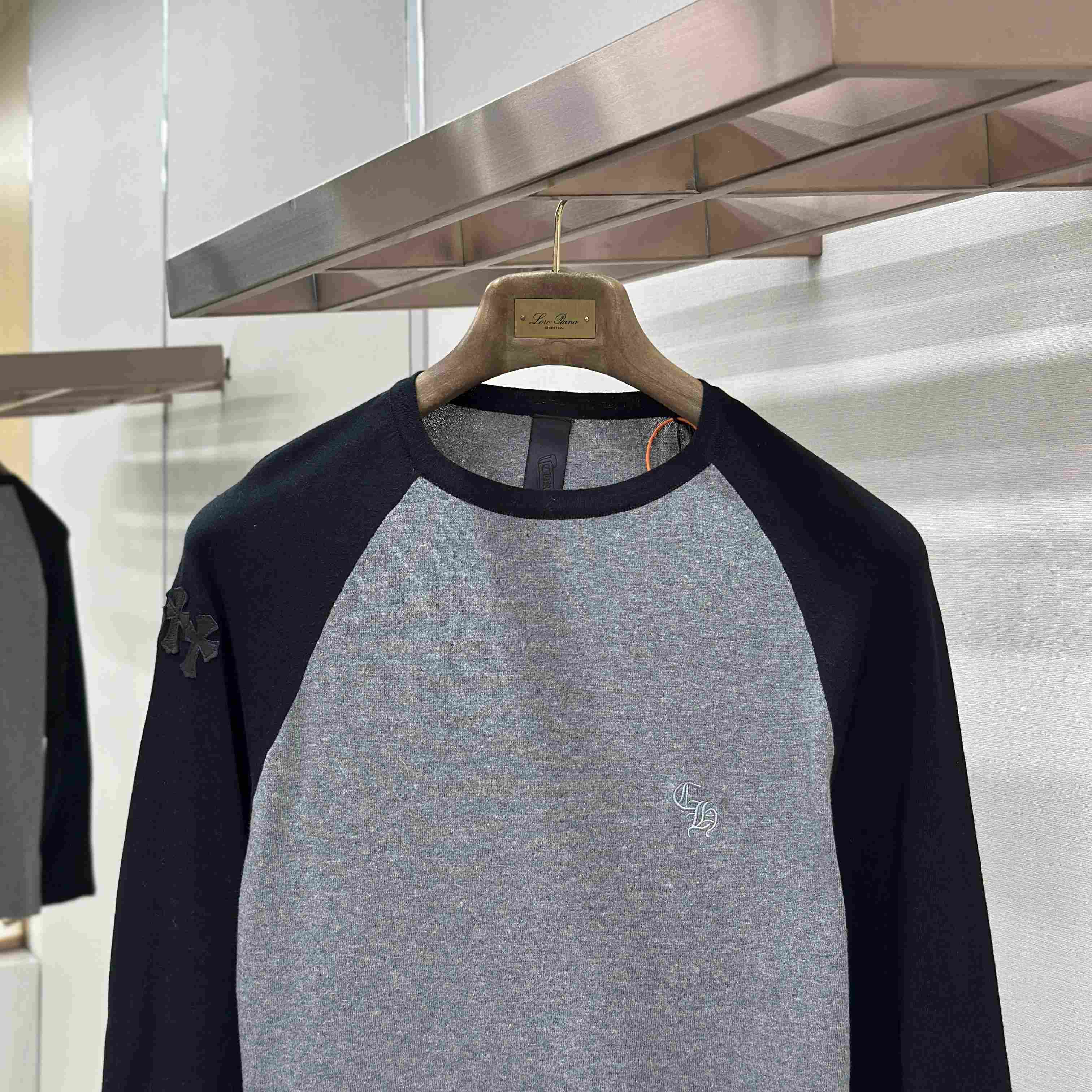 Chrome Hearts Cross Patch Embroidered Silk Raglan Black Long Sleeve Tee - DesignerGu